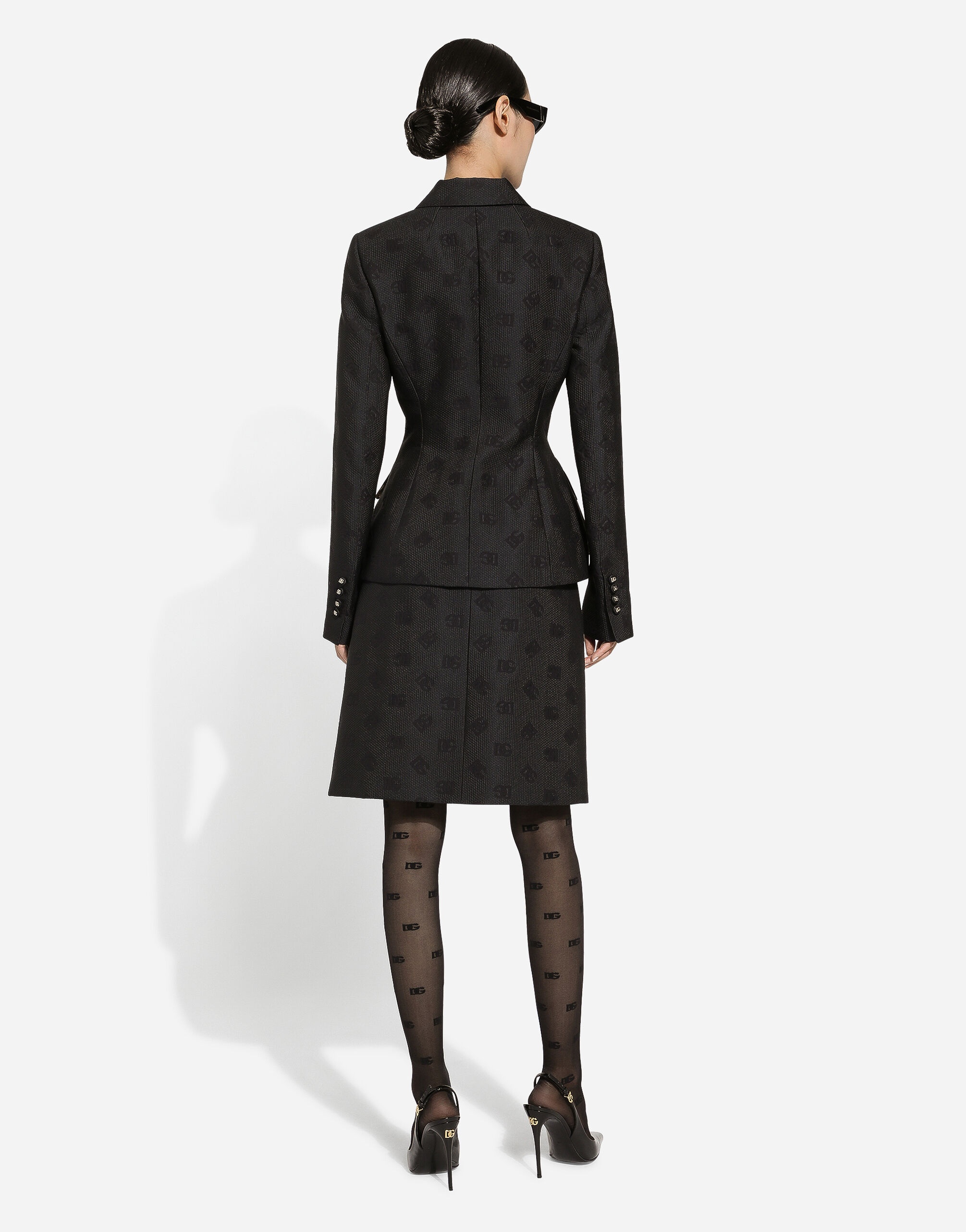 Quilted jacquard midi skirt with DG logo - 3