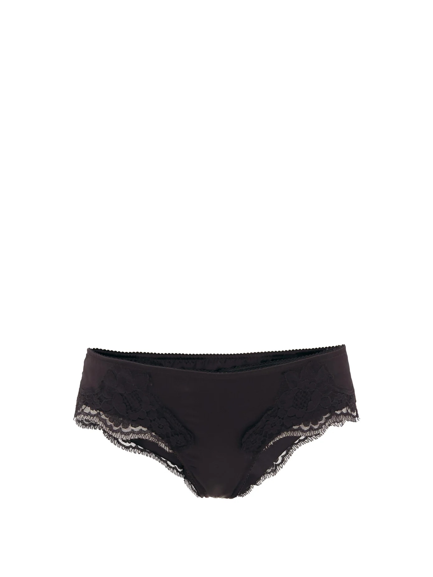 Lace-trimmed silk-blend satin briefs - 1