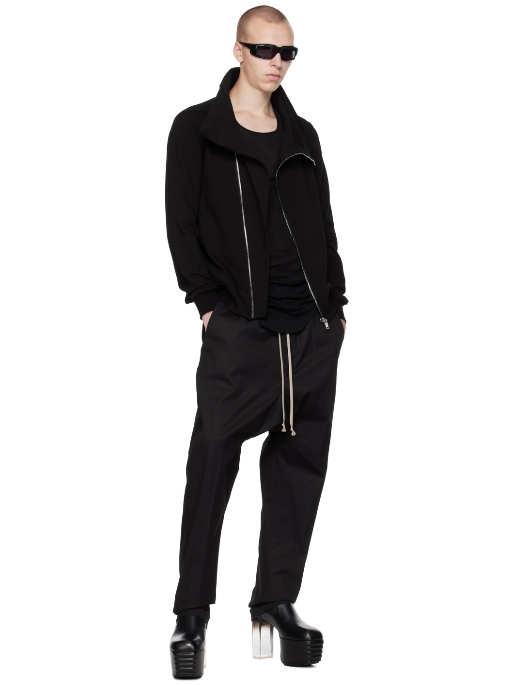 Black Drawstring Long Trousers - 4