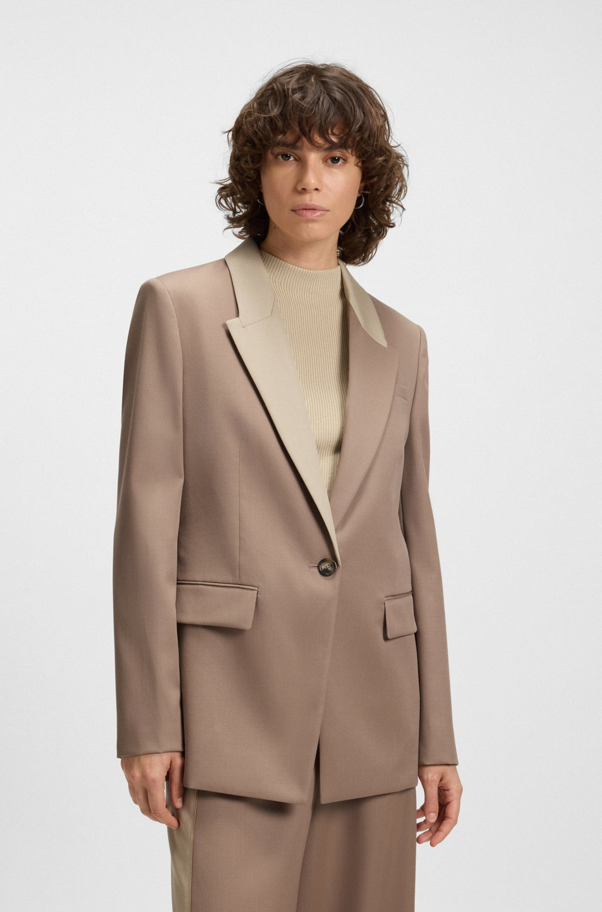 RELAXED-FIT BLAZER WITH COLOR-BLOCKED LAPELS - 2