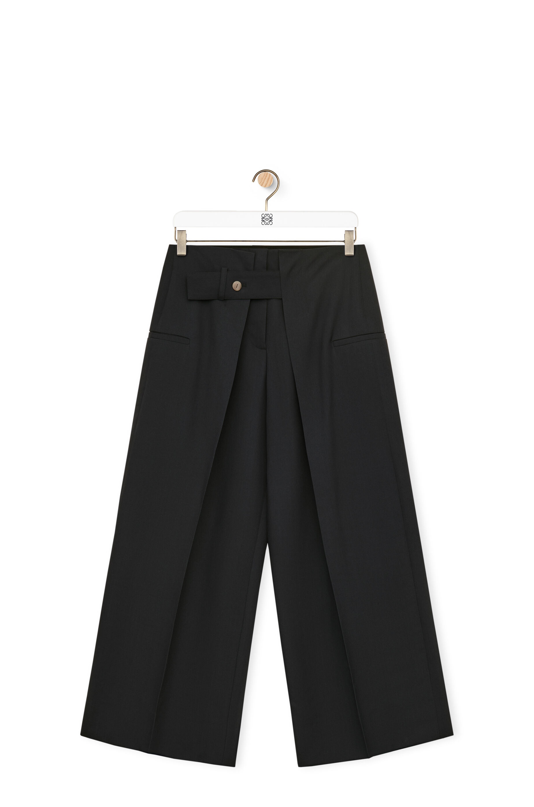 Pleated cropped trouser in wool and silk - 1