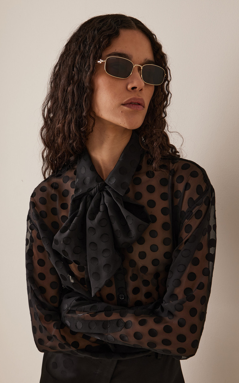 GUCCI Square-Frame Metal Sunglasses brown outlook