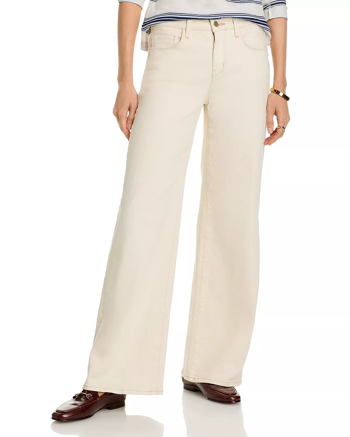 Alicent High Rise Sneaker Wide Leg Jeans in Macadamia - 1