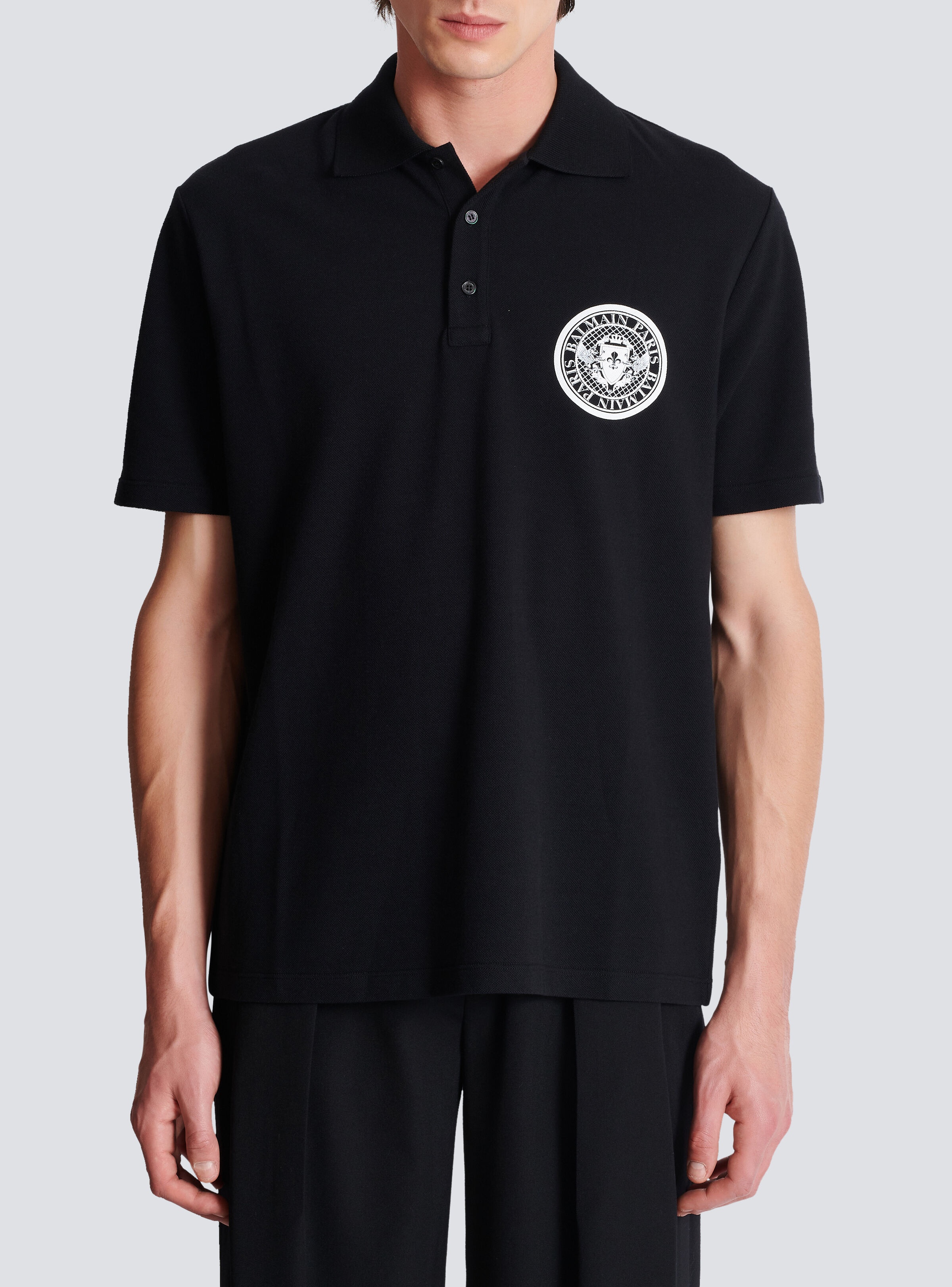Cotton polo shirt with "Coin" print - 5