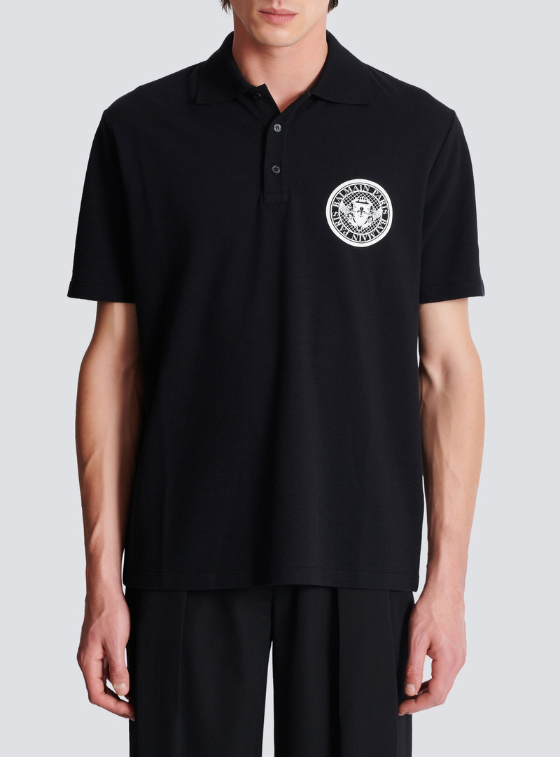 Cotton polo shirt with "Coin" print 5