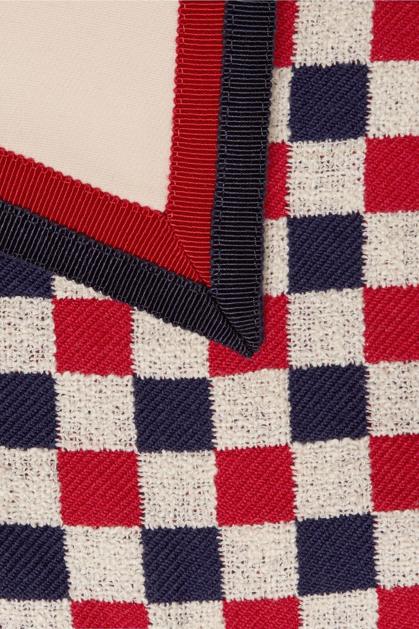 Checked grosgrain-trimmed wool-blend crepe jacket - 5