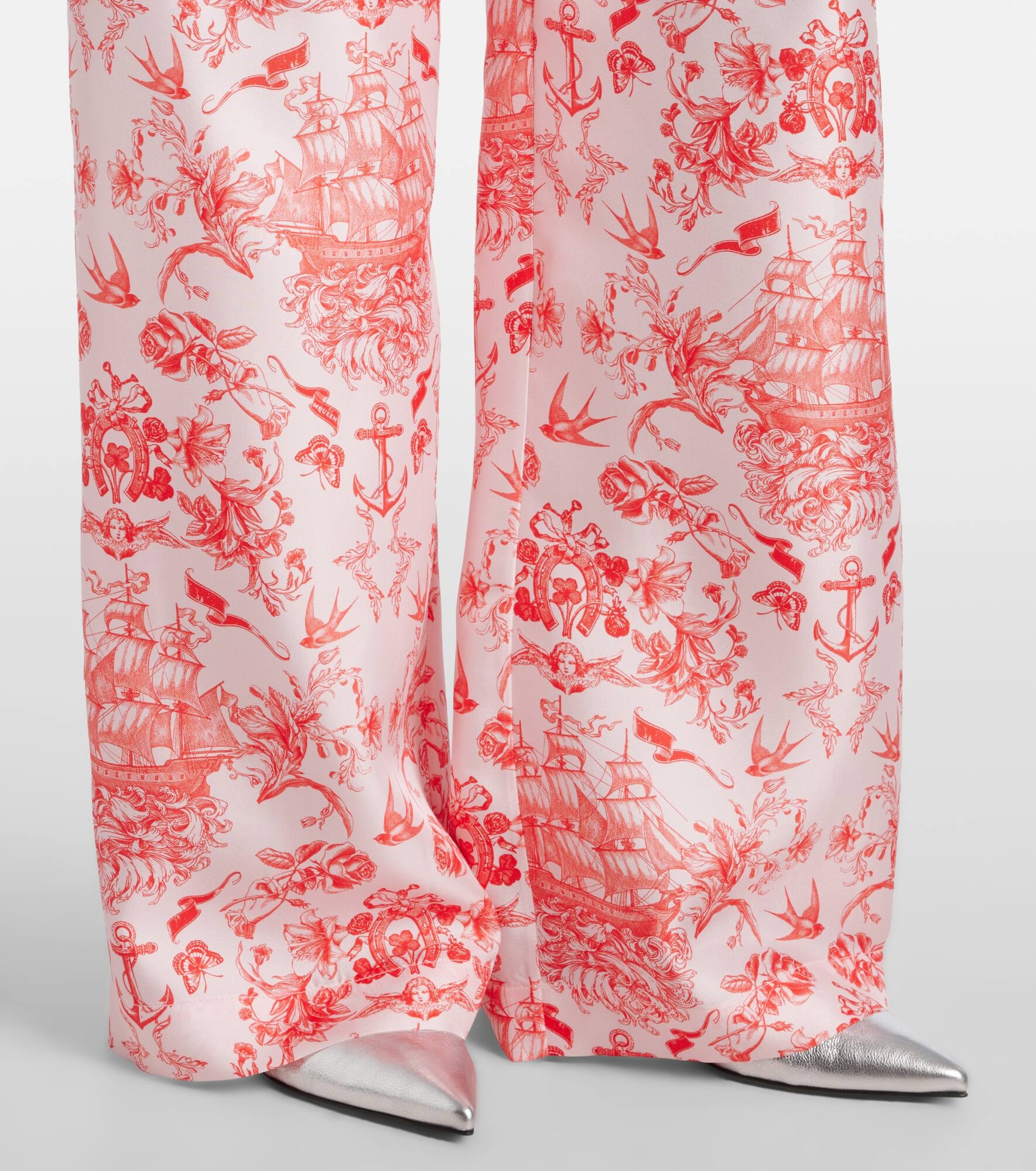 Printed silk wide-leg pants - 5