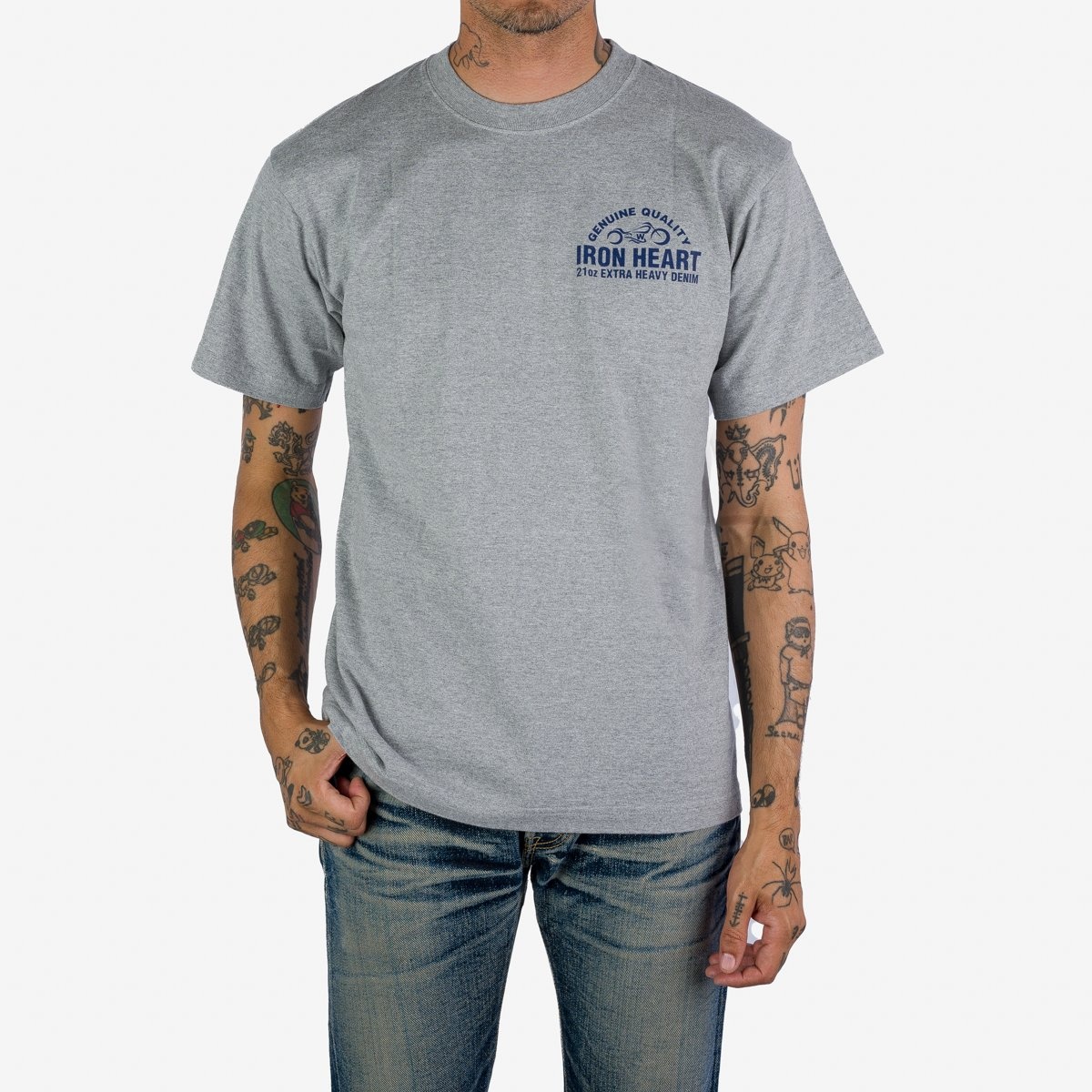 IHPT-2304-GRY 7.5oz Printed Loopwheel Crew Neck T-Shirt - Grey - 3