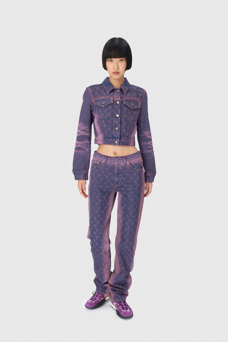 Marine Serre Moon Laser Denim Cropped Jacket outlook