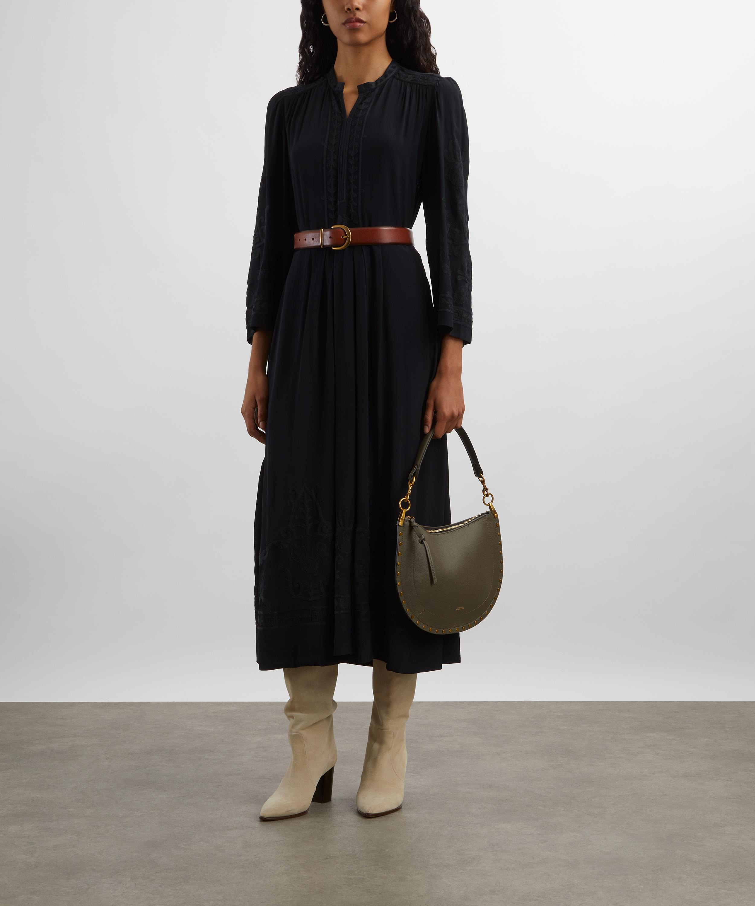 Feliana Long Embroidered Crepe Dress - 2