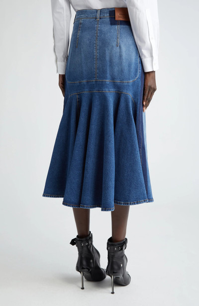 Alexander McQueen Front Vent Denim Midi Skirt outlook