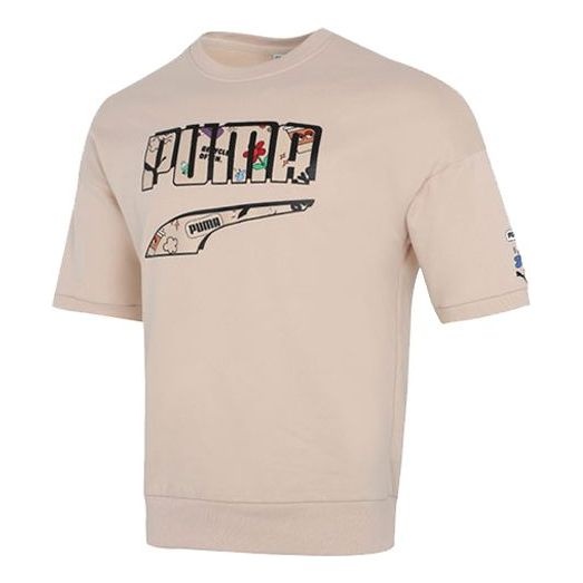 PUMA Logo T-Shirt 'Beige Black' 532041-68 - 1