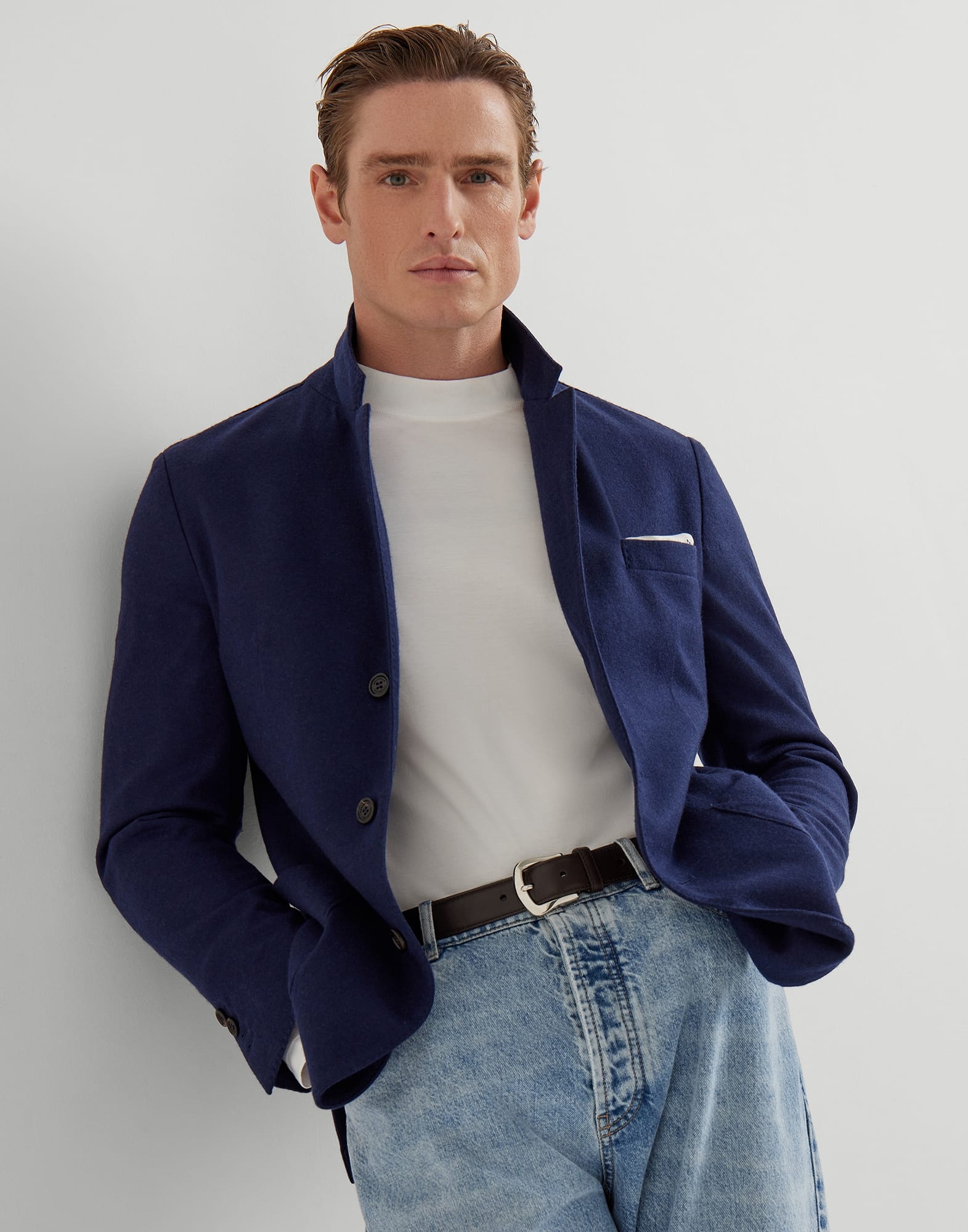 Cashmere jersey blazer with patch pockets - 4