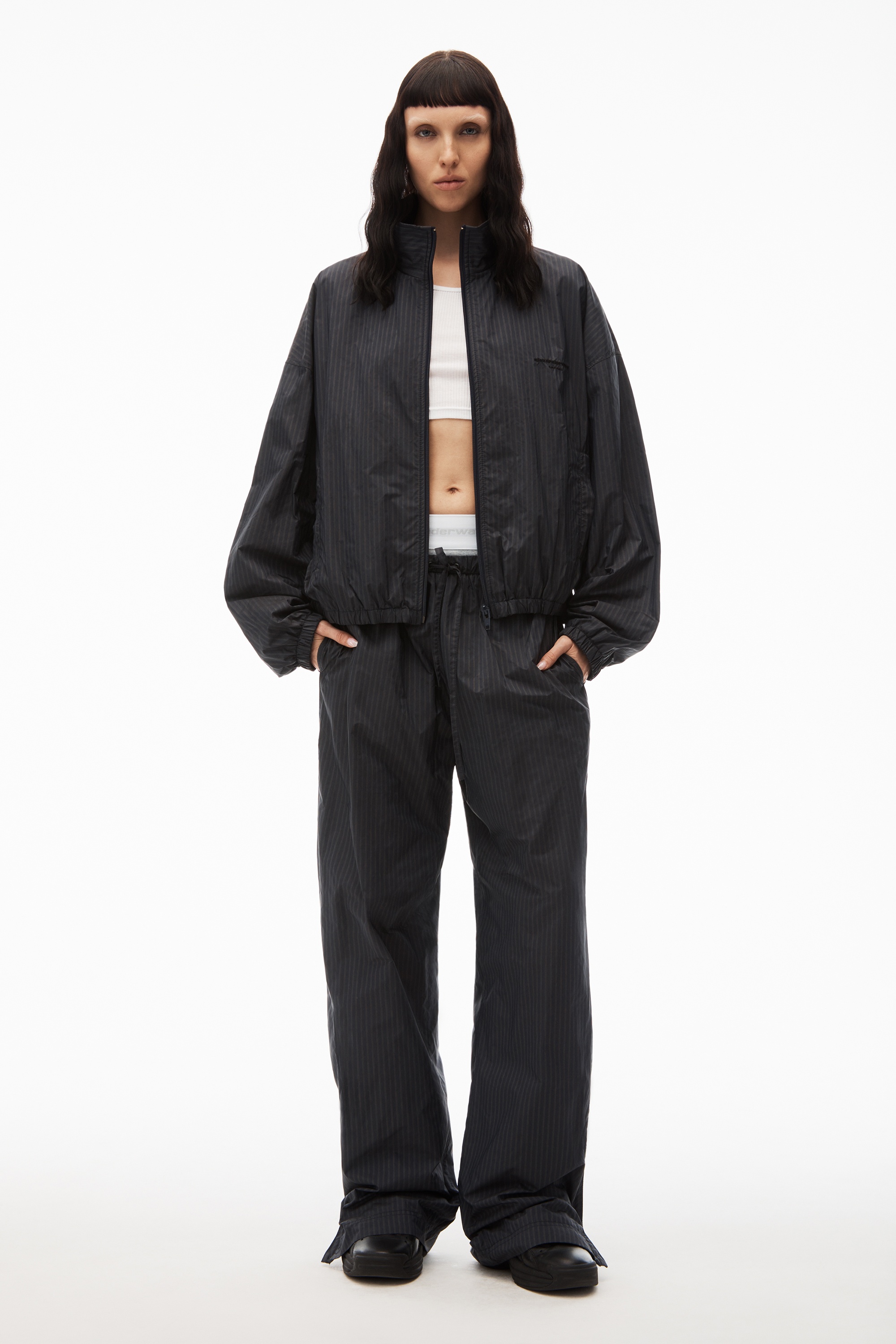 coaches track jacket in nylon stripe - 2