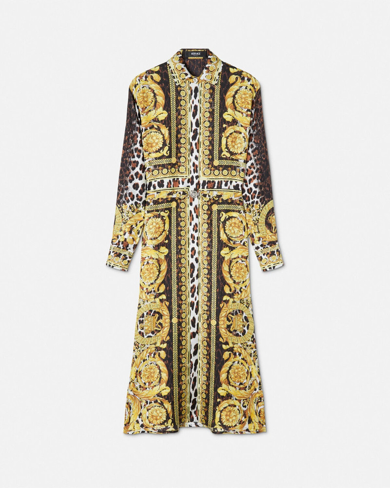 Wild Barocco Silk Midi Shirt Dress 1