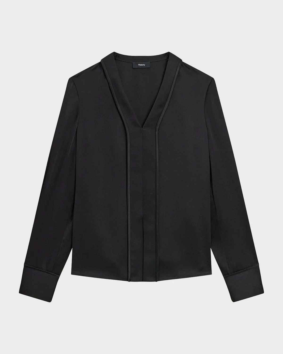 Long-Sleeve Satin Blouse - 1