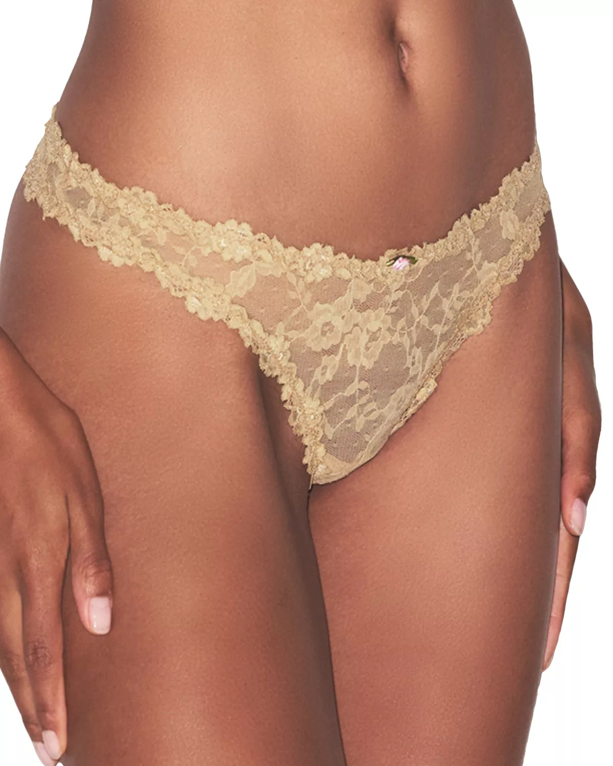 Stretch Lace Dipped Waist Thong - 3