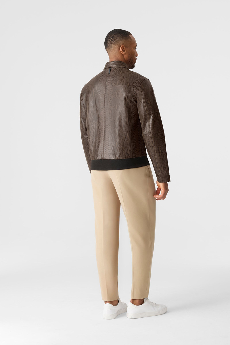 JAKARI-SNK Snake Pattern Leather Zip Jacket 4
