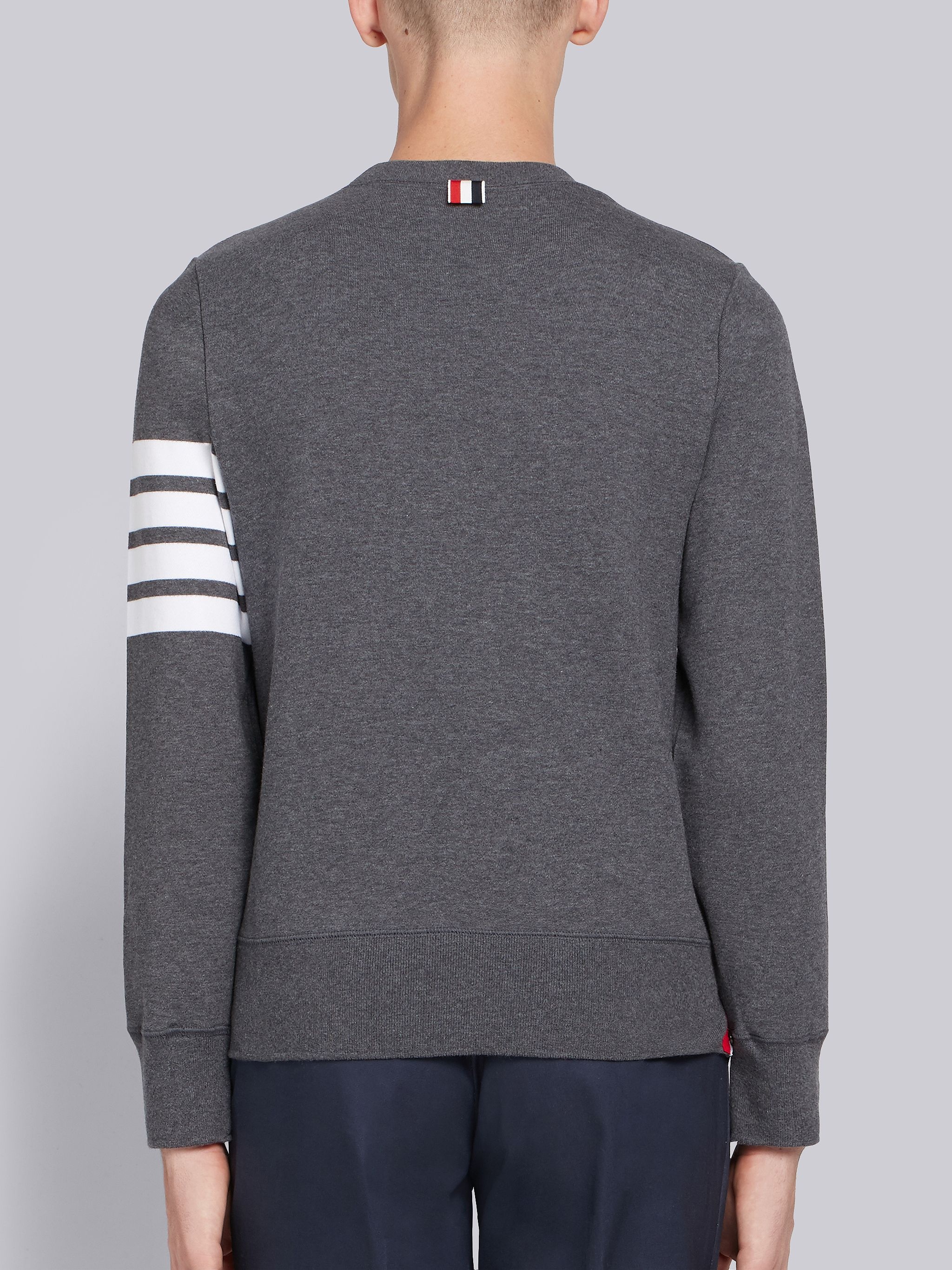 Dark Grey Loopback Jersey Knit 4-bar Crew Neck Sweatshirt - 3