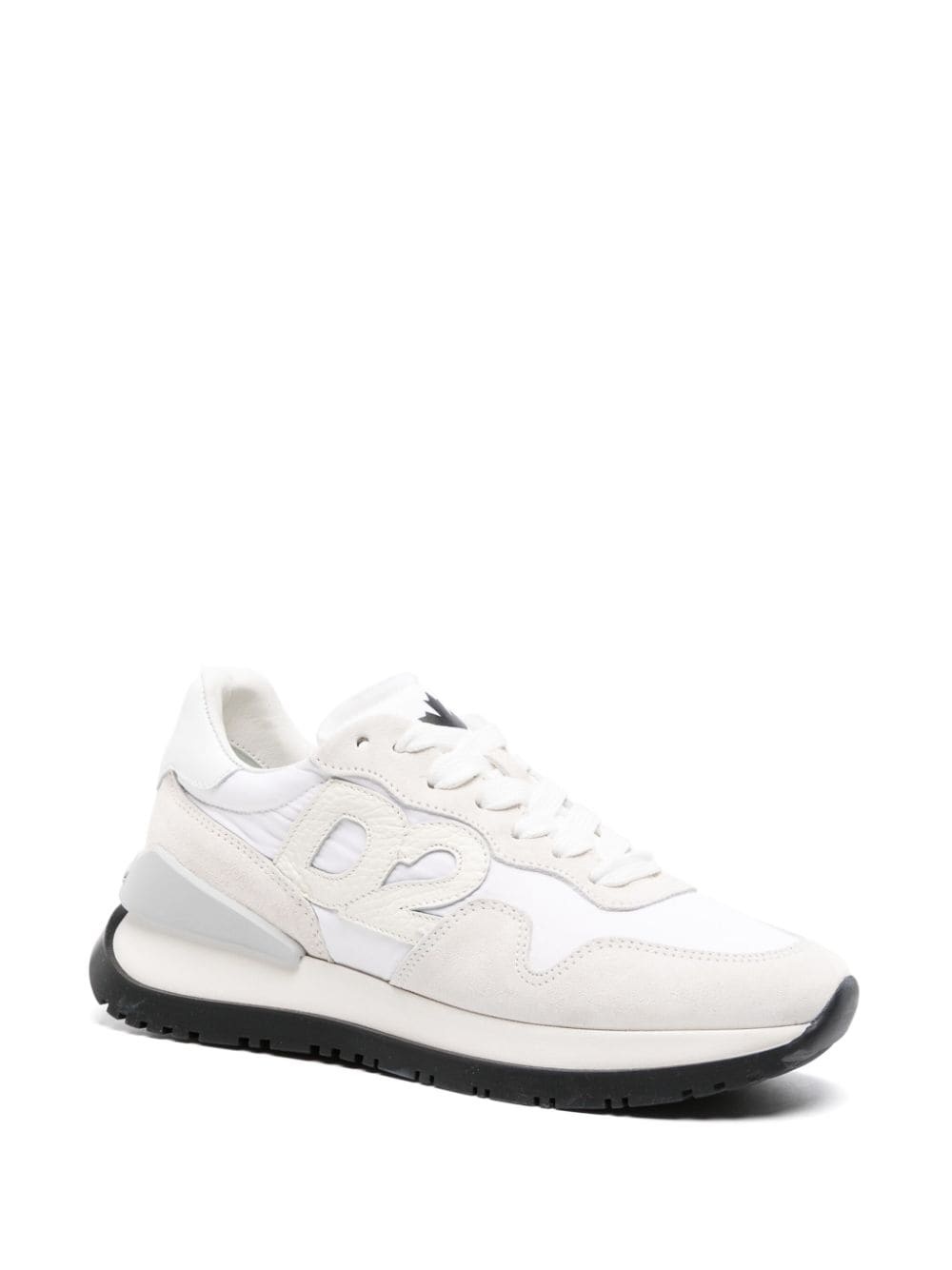 logo-patch leather lace-up sneakers - 2