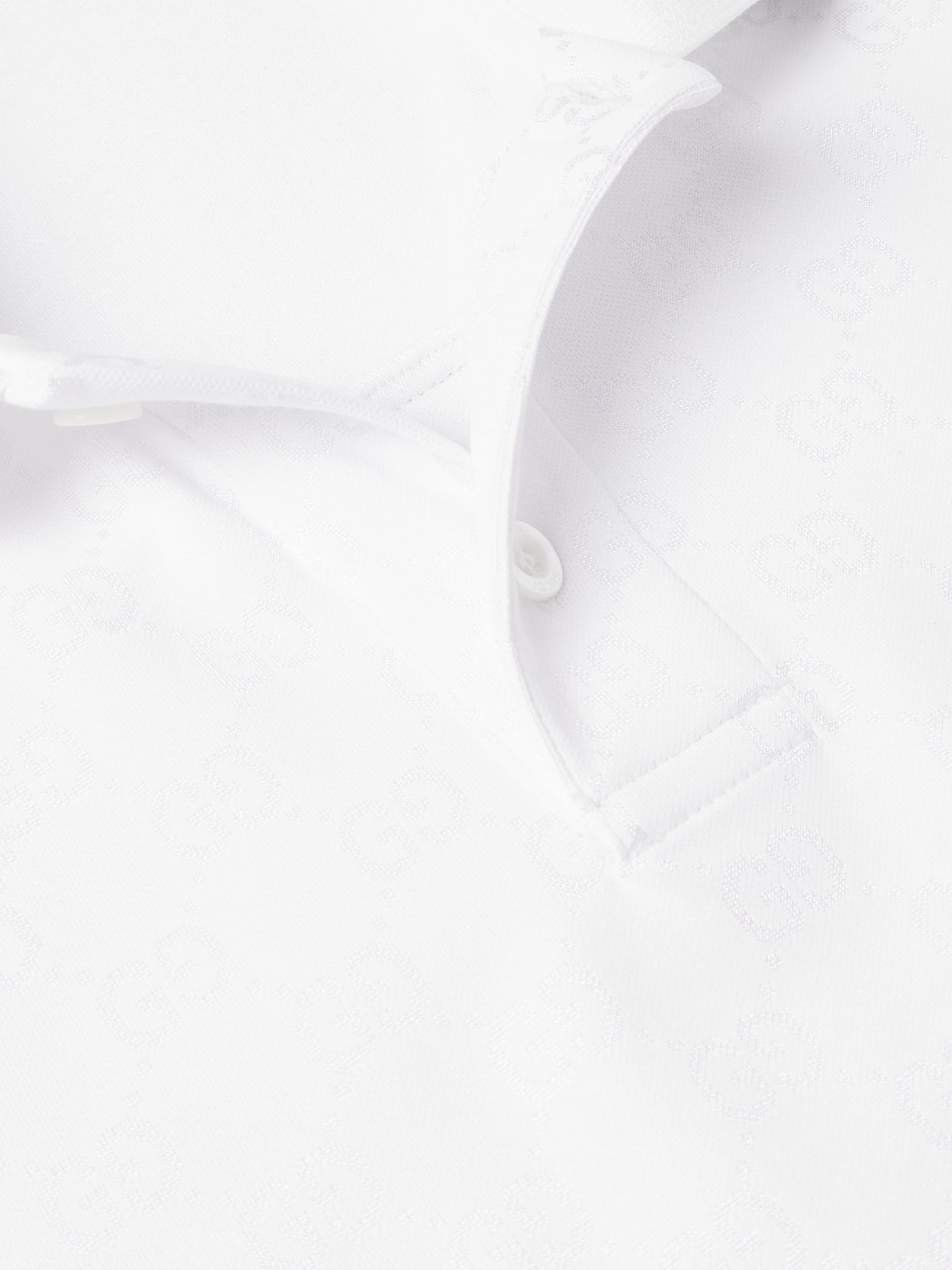 Logo-Jacquard Striped Jersey Polo Shirt White - 4