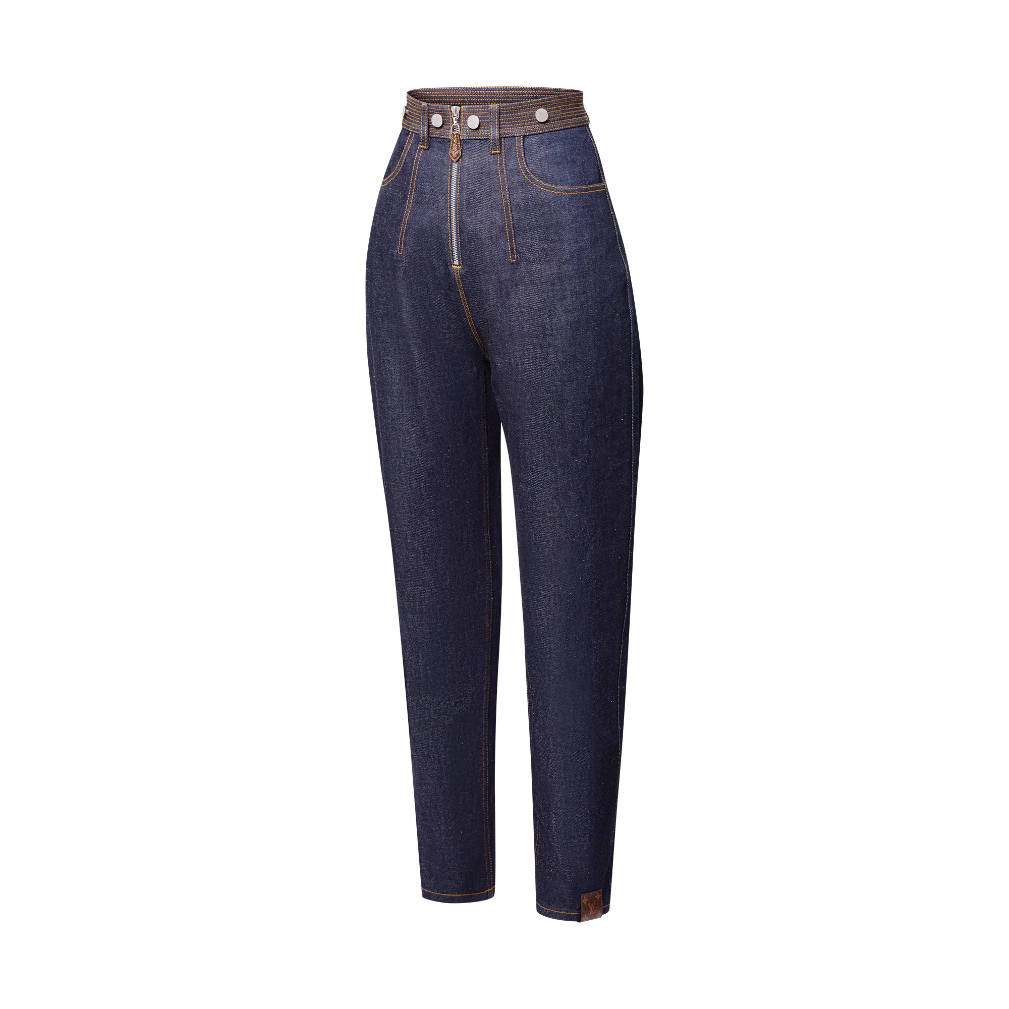 Topstitched Washed Denim Jeans - 2