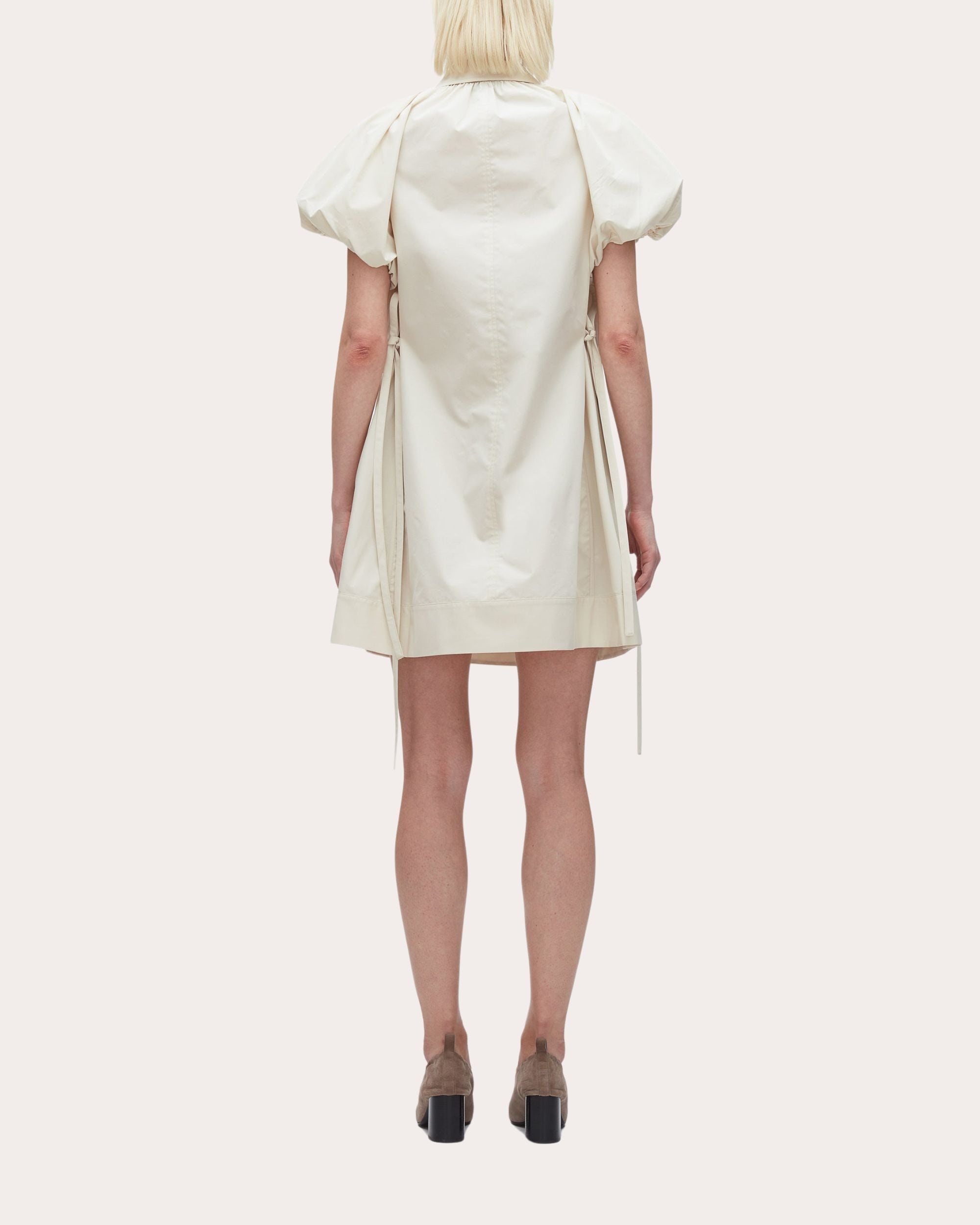 Poplin Puff-Sleeve Shirt Dress - 2