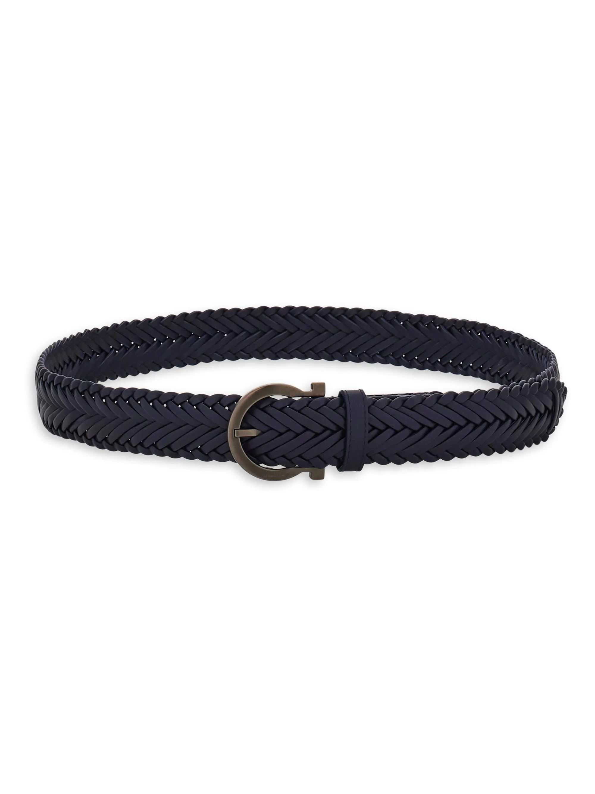 Men's Testa Di Moro Woven Leather Belt - Navy - 1