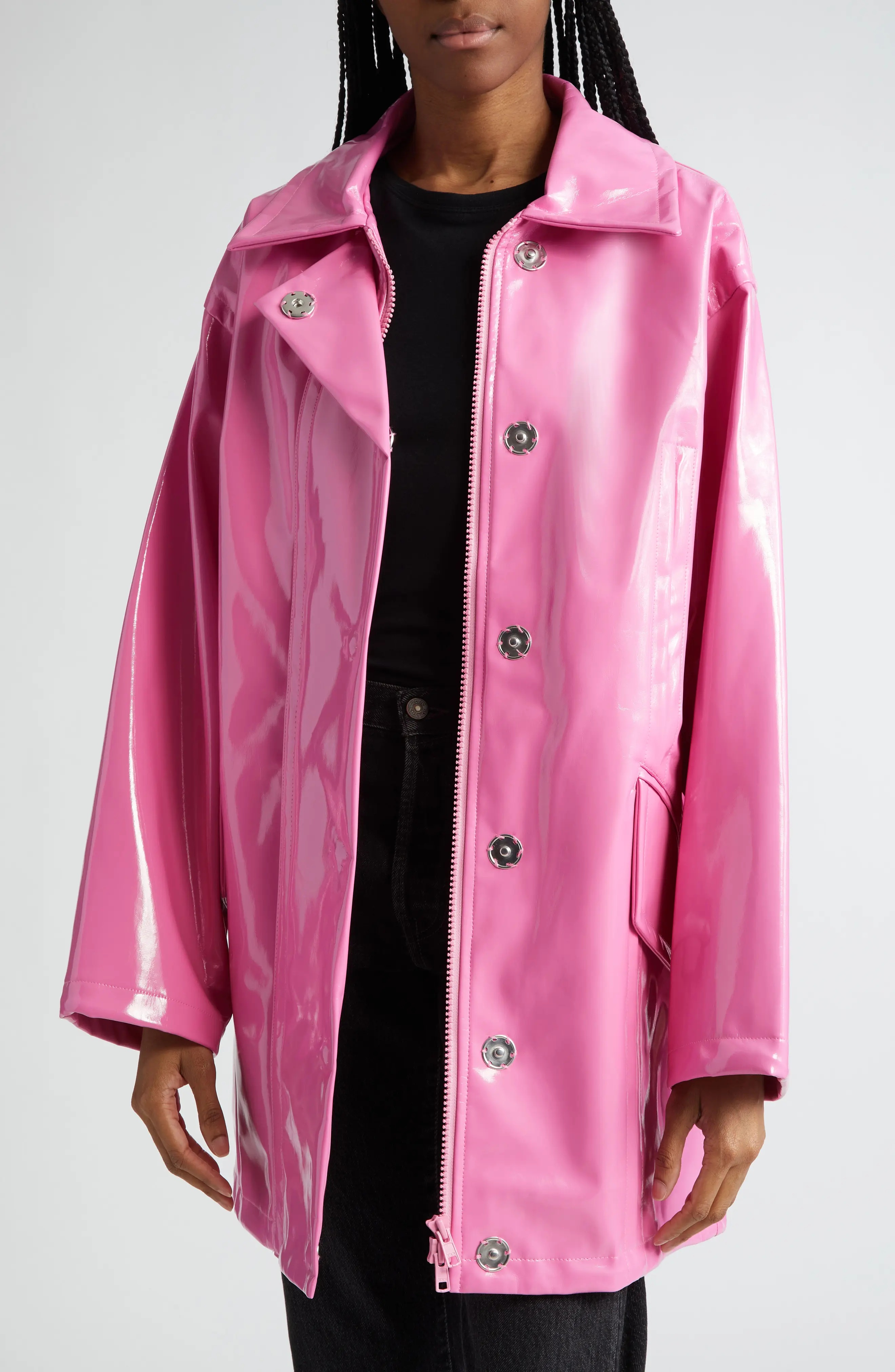 Maxxy Faux Patent Leather Raincoat - 4