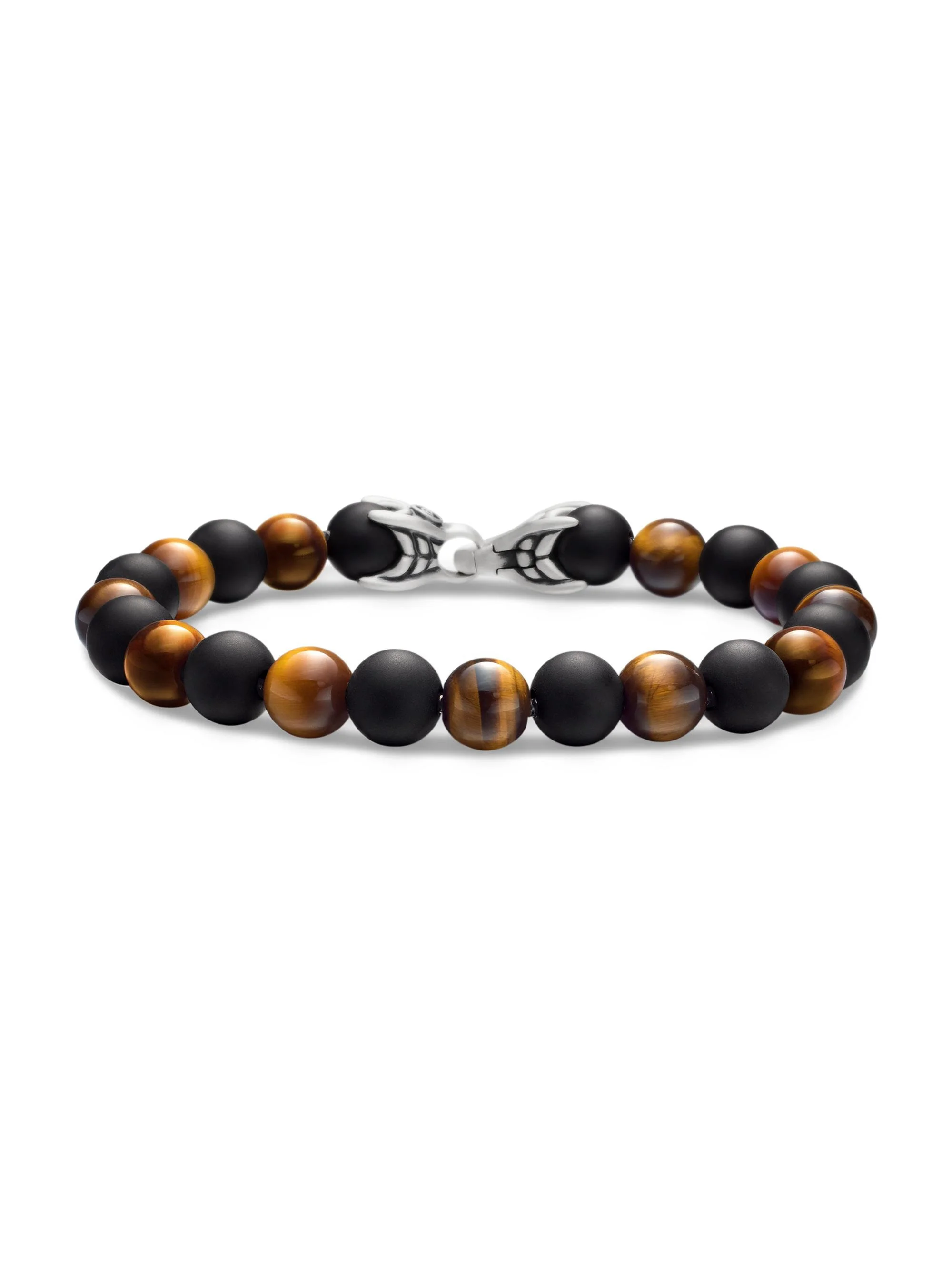 Men's Spiritual Beads Alternating Bracelet in Sterling Silver - Black Onyx - 1