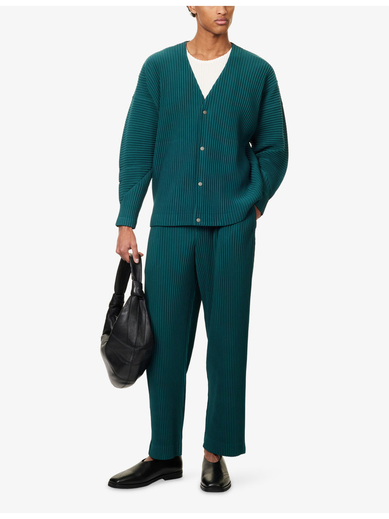 ISSEY MIYAKE V-Neck Pleated Knitted Cardigan outlook