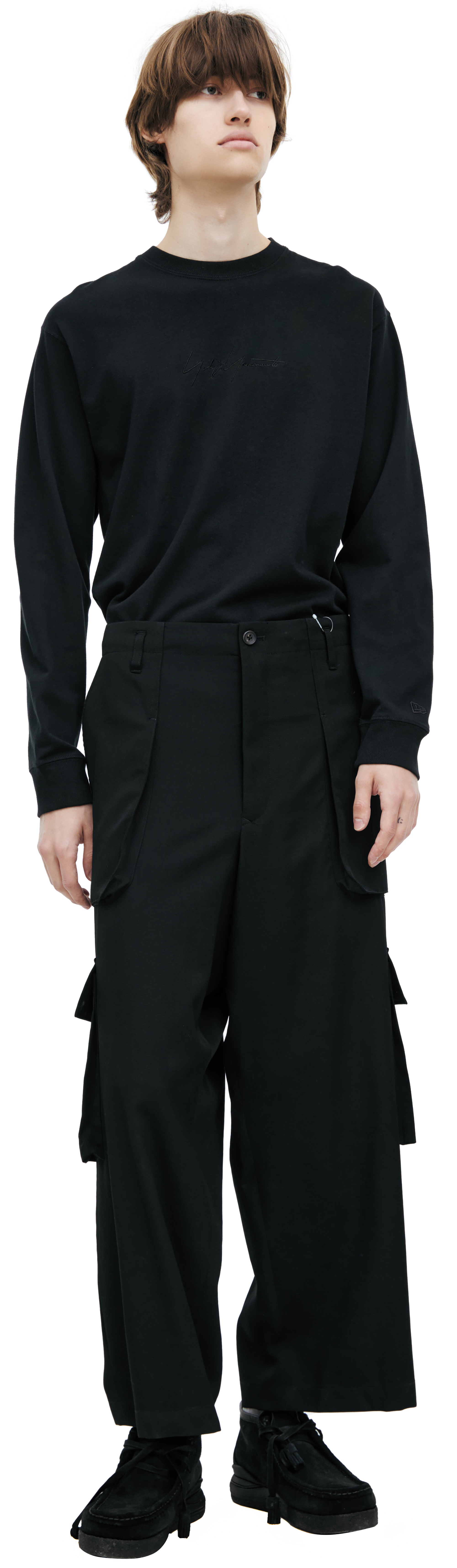 BLACK CARGO TROUSERS - 1