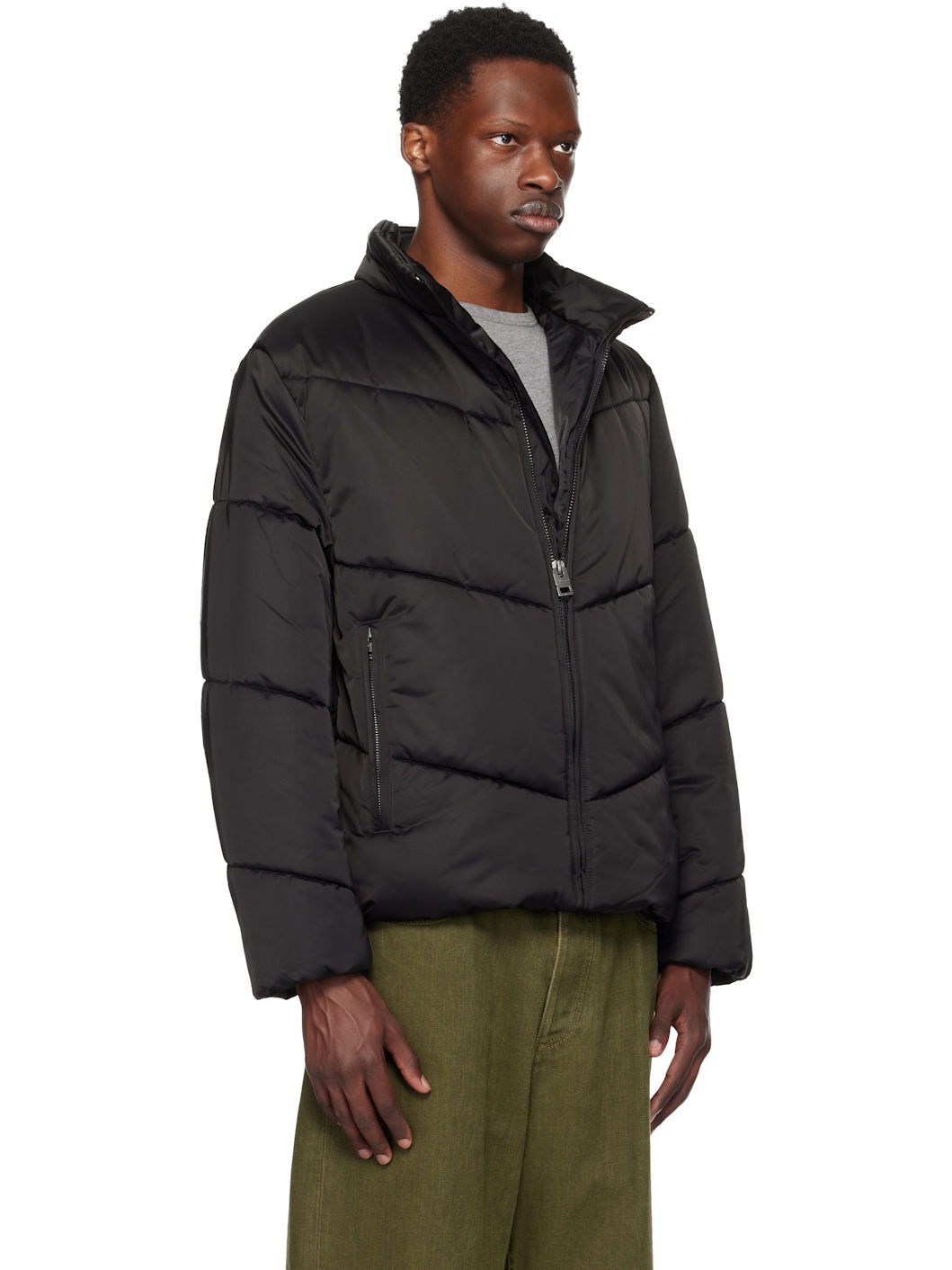Black Water-Repellent Puffer Jacket - 2