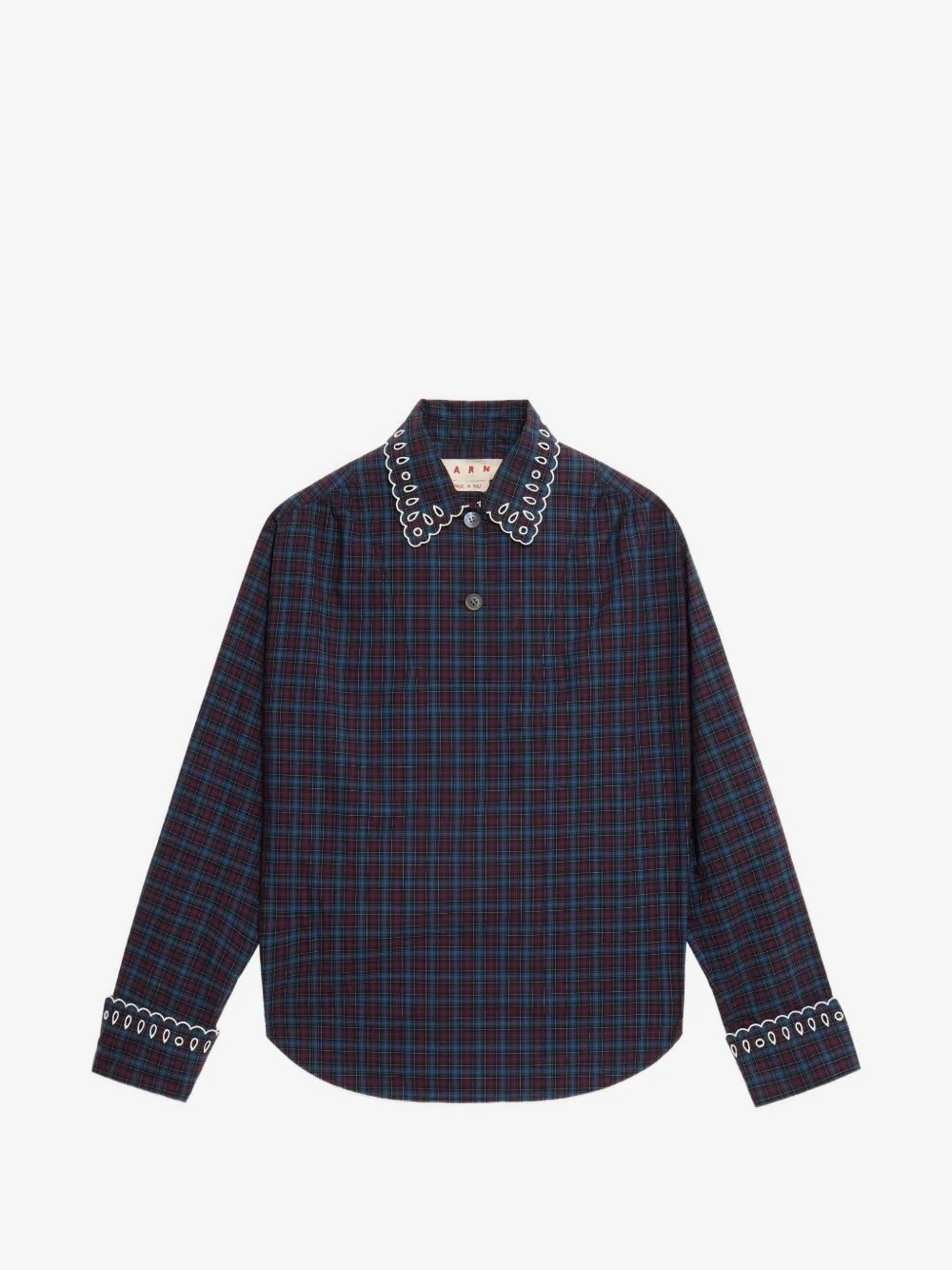 plaid broderie anglaise shirt - 1