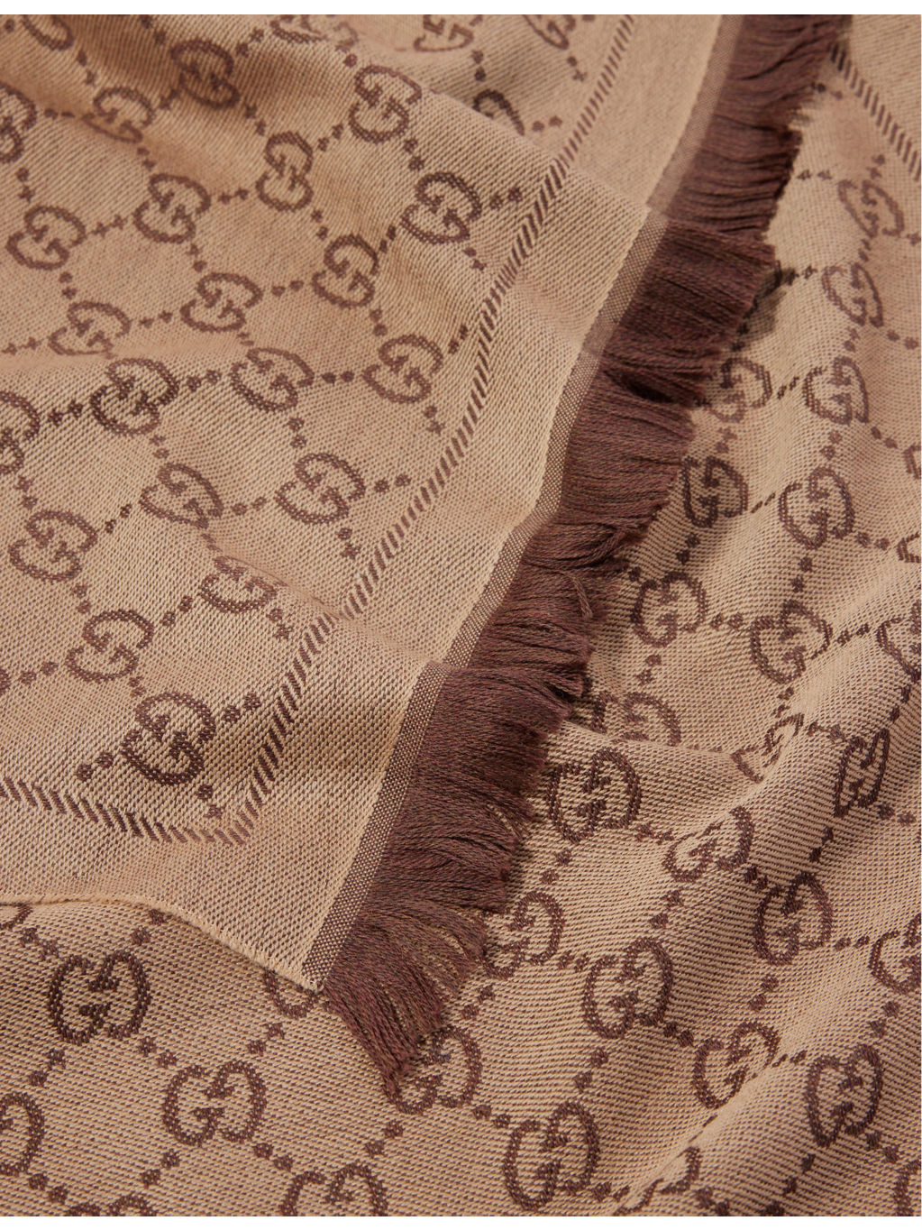 Monogram-pattern fringed-trim wool knitted scarf - 2
