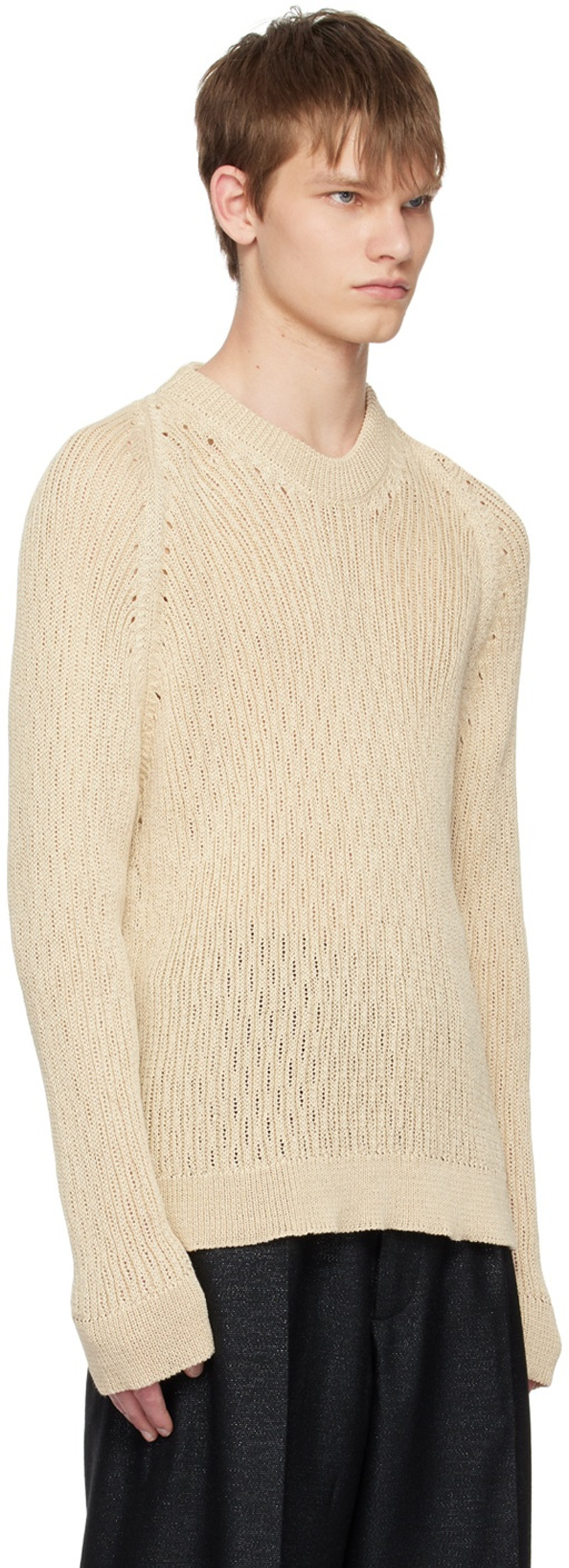 Omar Afridi Beige Raglan Sweater outlook