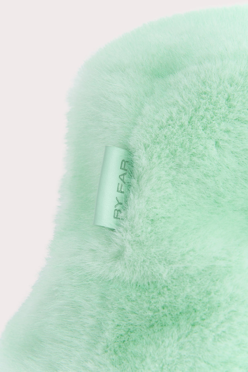 BY FAR FLETCHER BUCKET HAT MINT FAUX FUR outlook