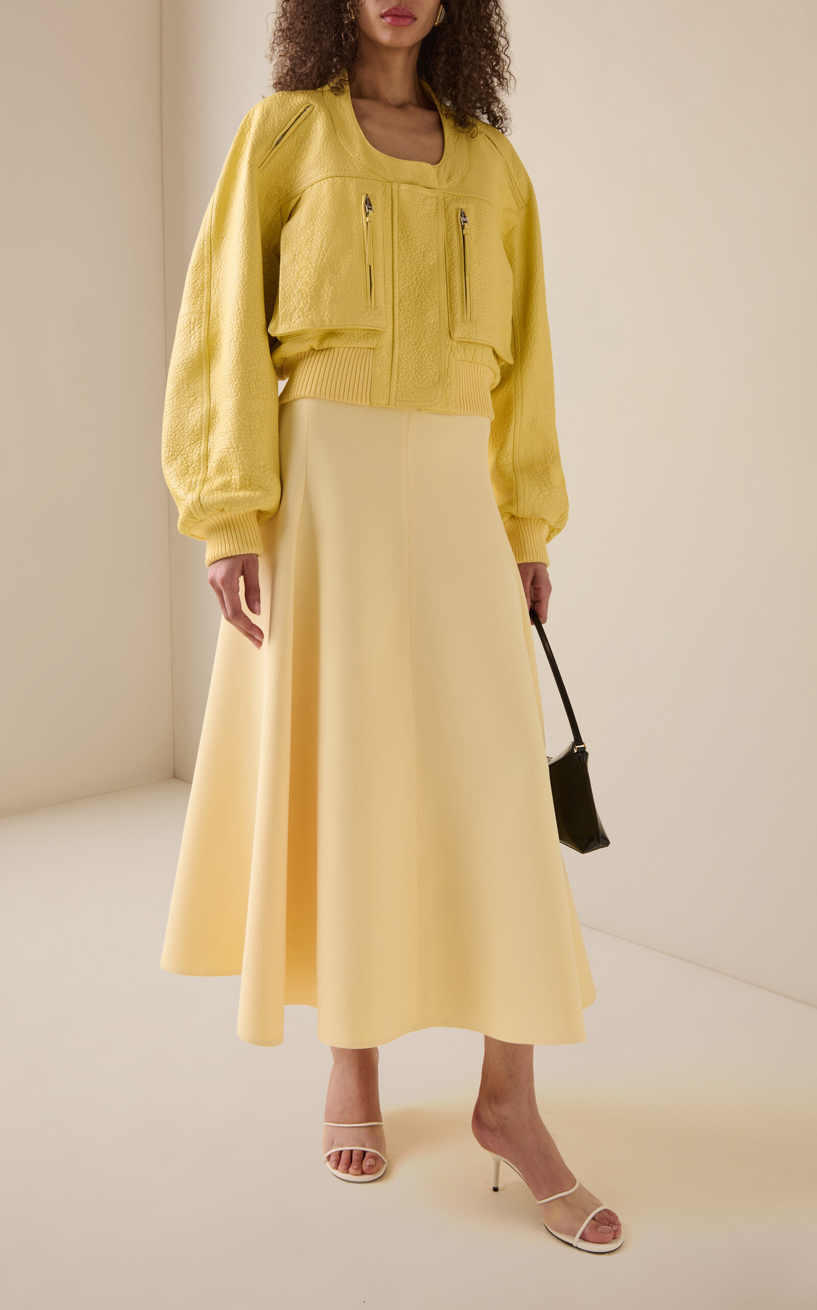 Tore Leather Blouson Top yellow - 3