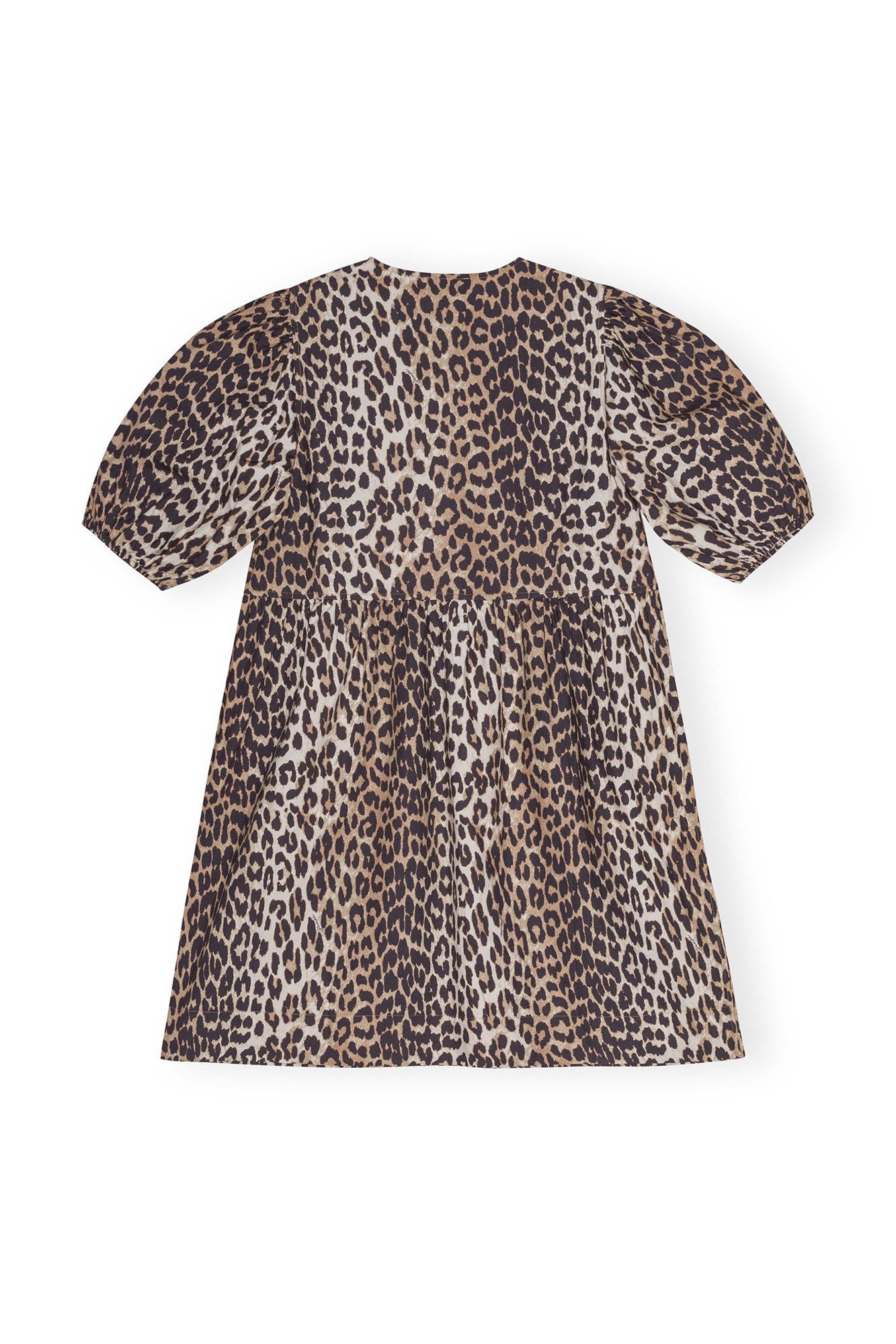 LEOPARD PRINTED COTTON TIE STRING MINI DRESS - 2