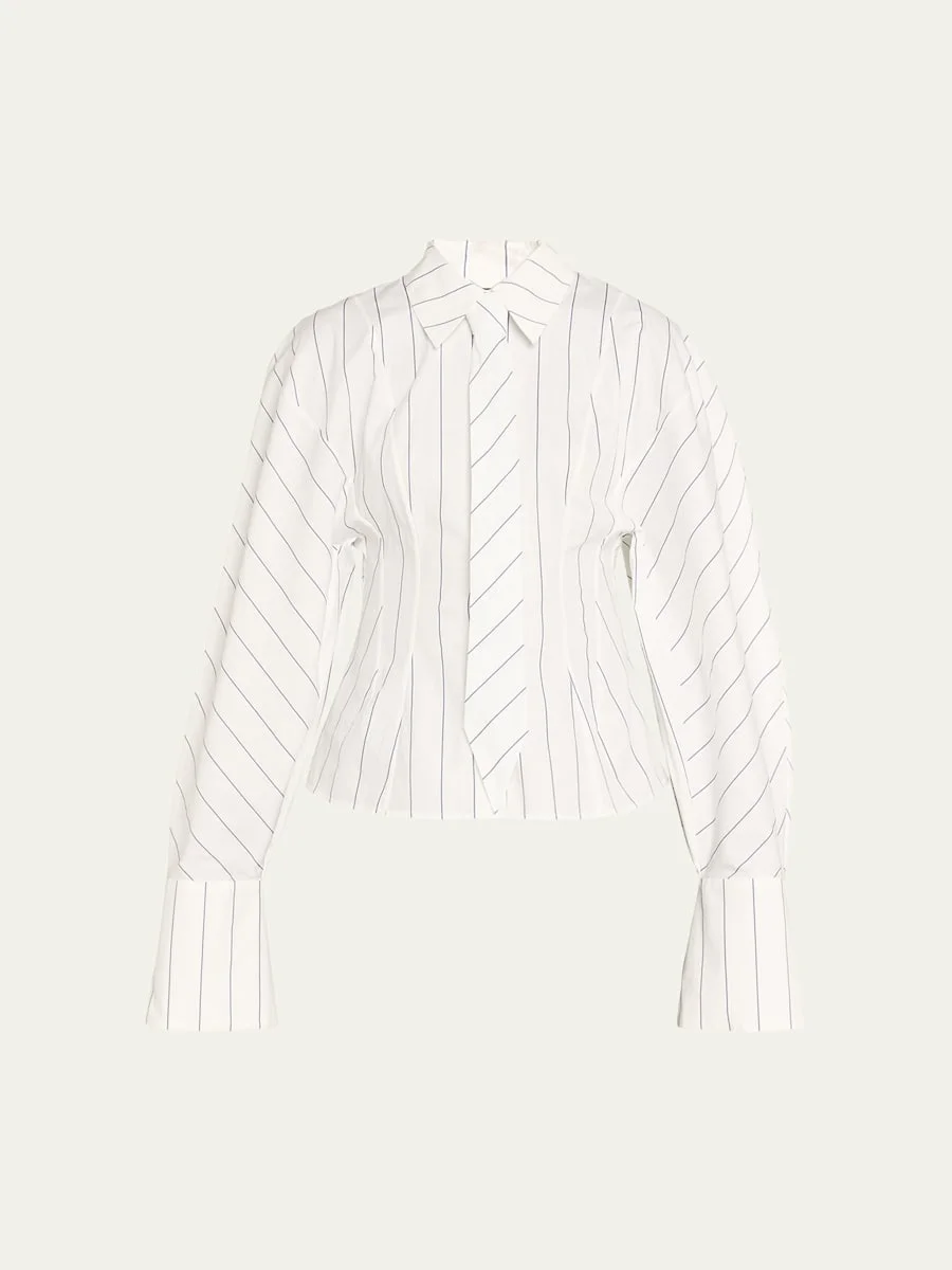 Oversized Puff-Sleeve Poplin Shirt - 1