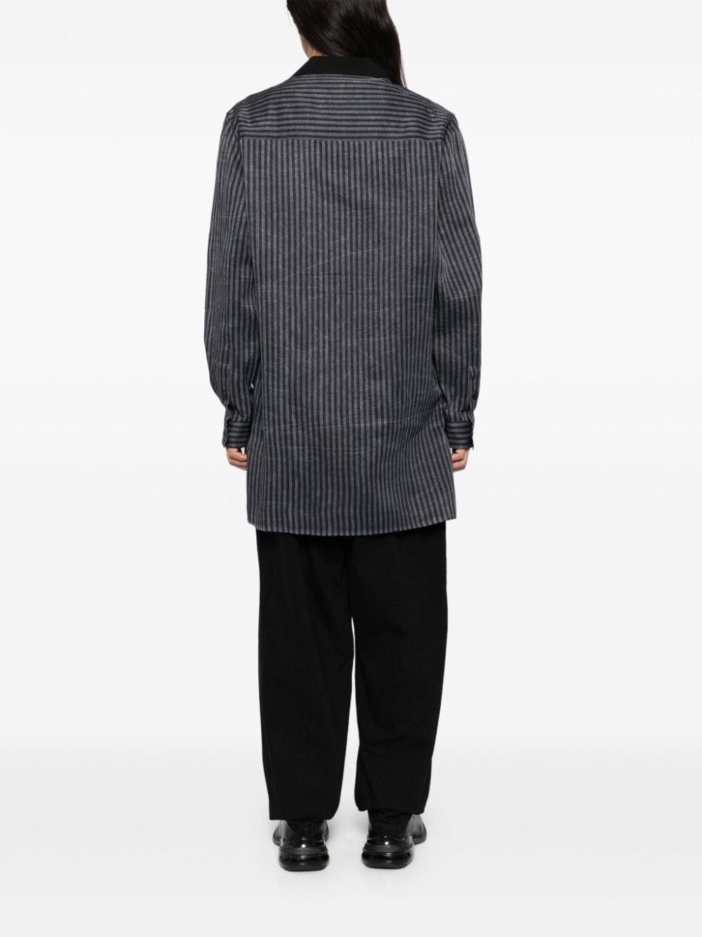striped open-collar shirt - 4