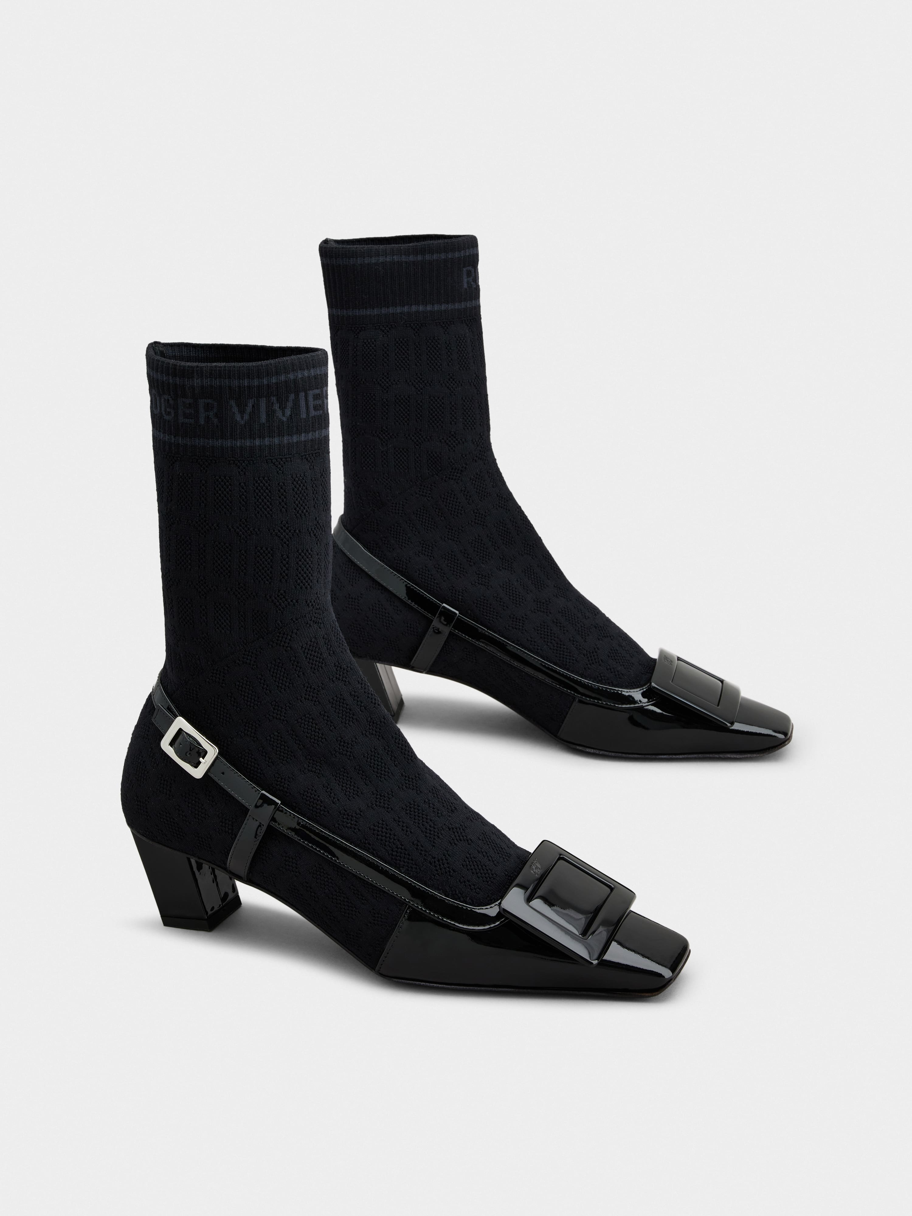 Belle Vivier Sock Lacquered Buckle Ankle Boots in Patent Leather - 2