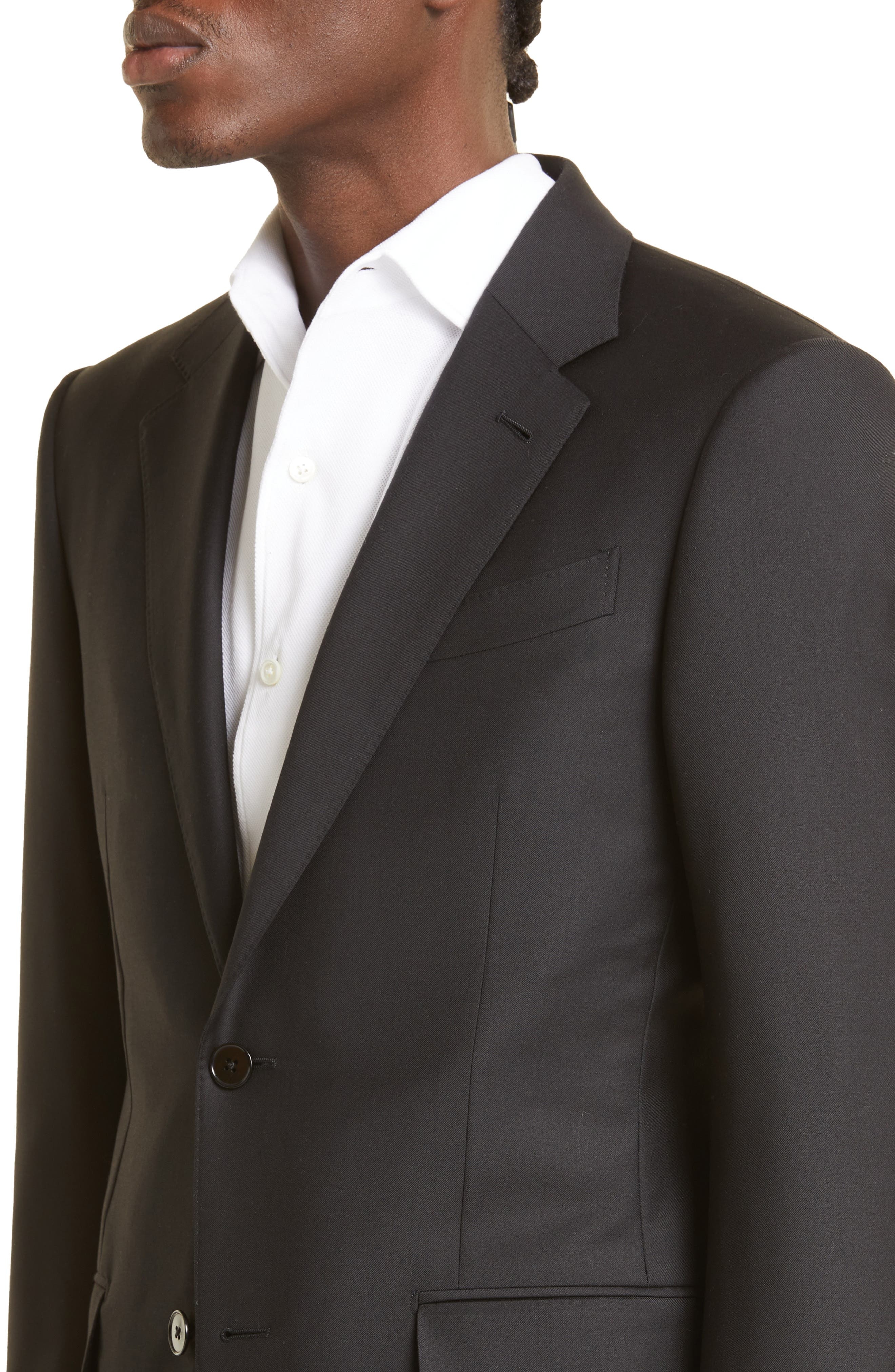Trofeo Solid Black Wool Suit - 4