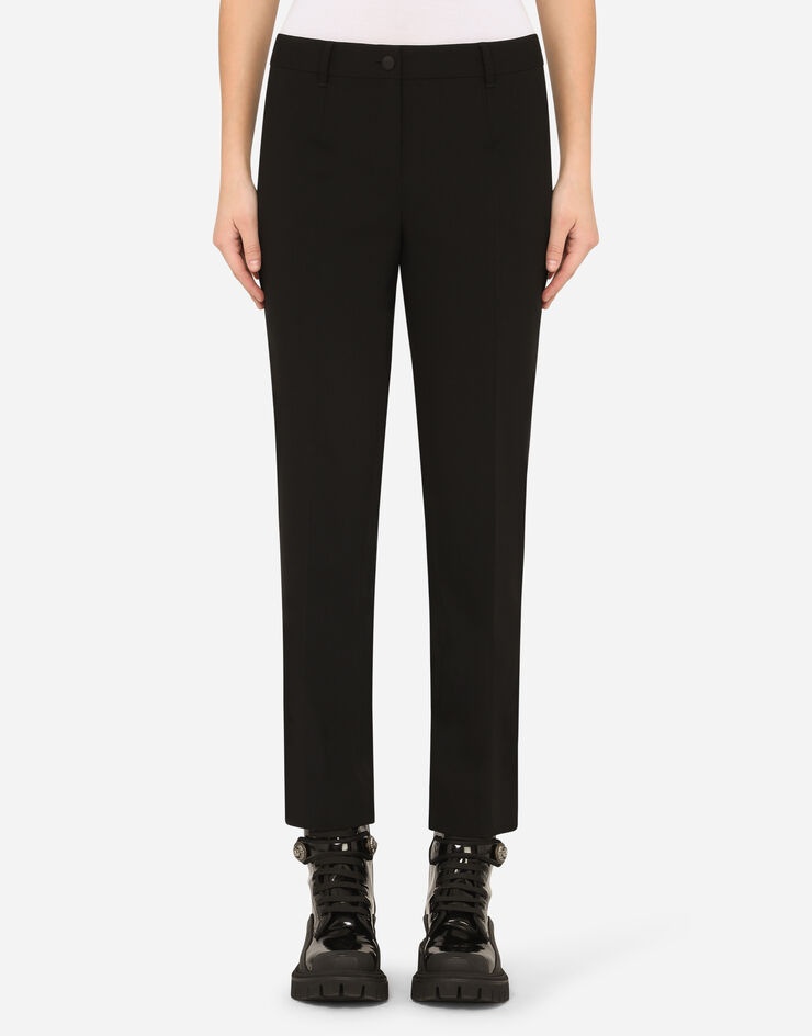 Low-rise woolen tuxedo pants - 1