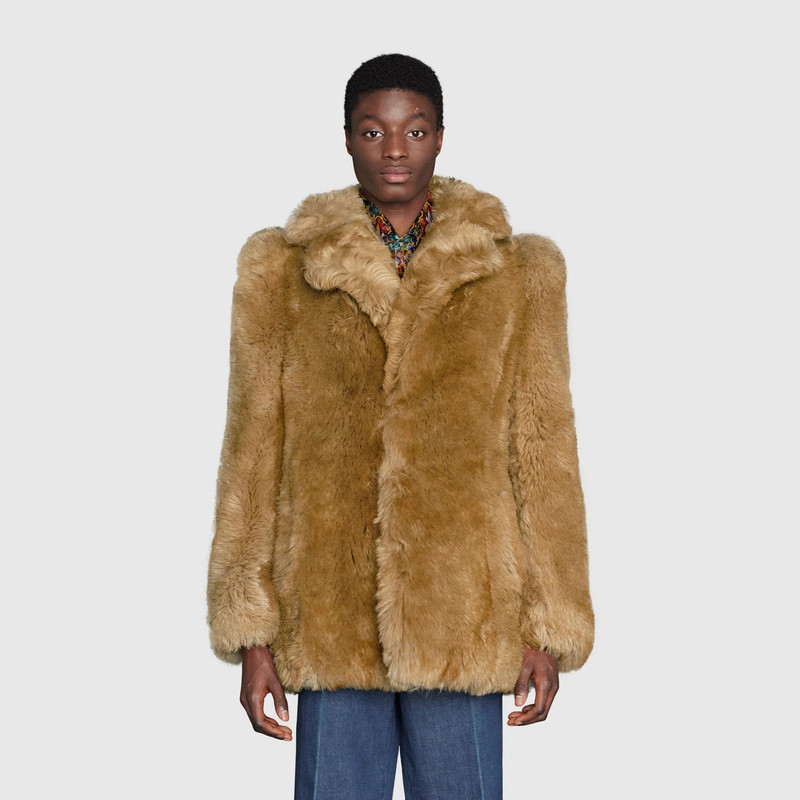 Shearling single-breasted coat 3
