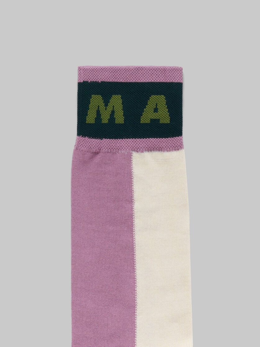 WHITE COLOUR-BLOCK COTTON SOCKS - 3