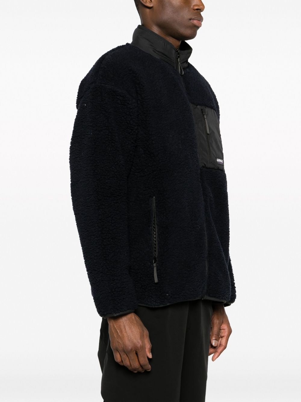 logo-patch fleece jacket - 4