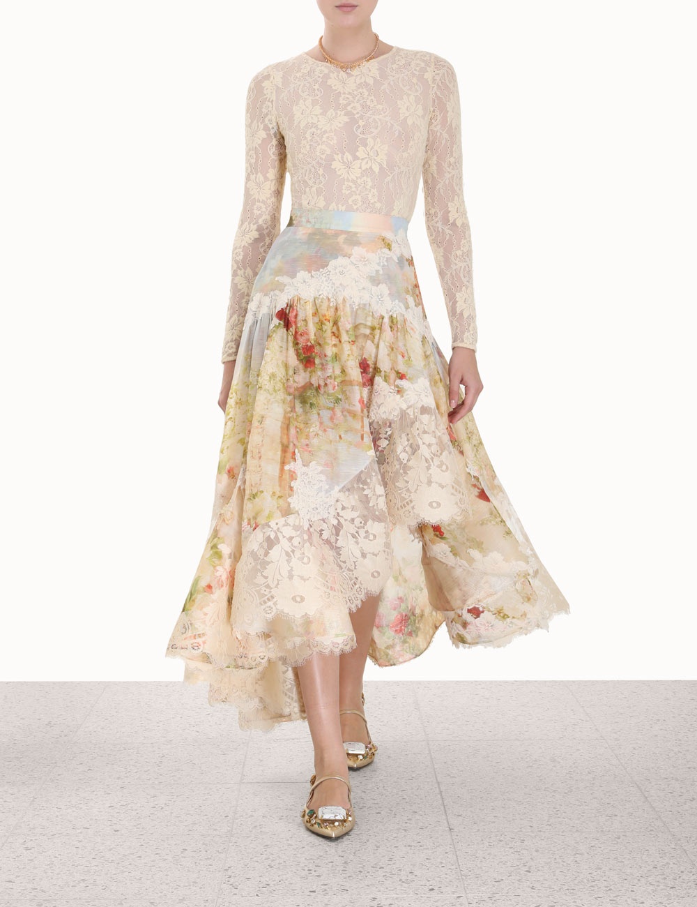 LUMINOSITY LACE SPLICED SKIRT - 2