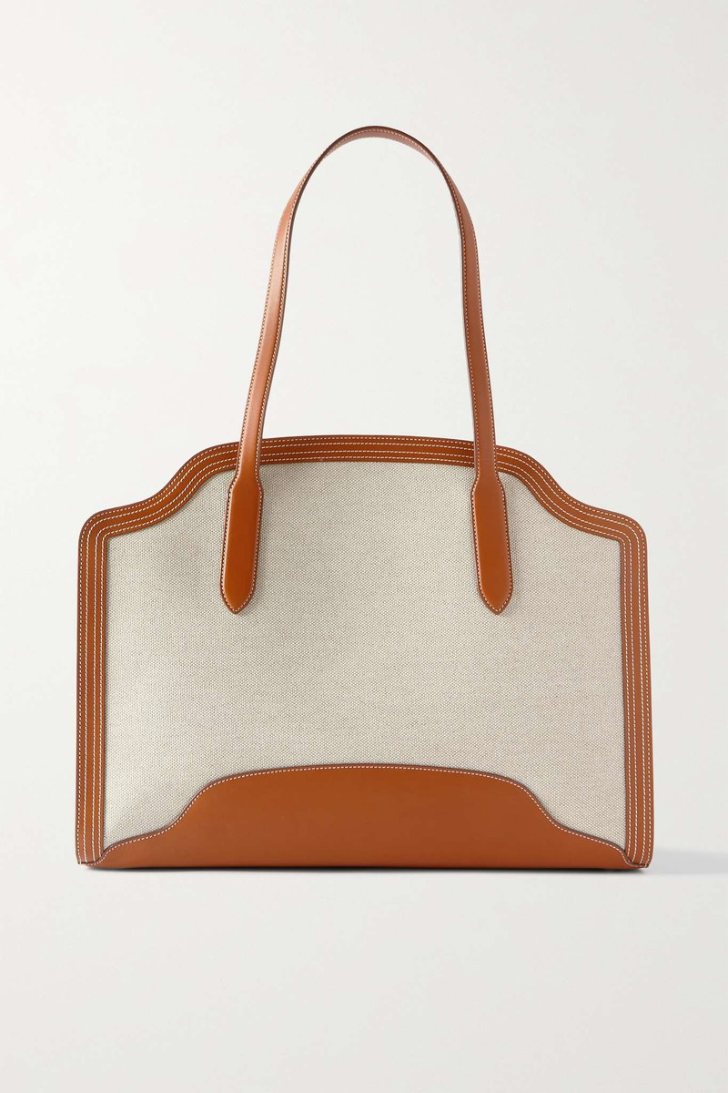 Alba leather-trimmed canvas tote 1