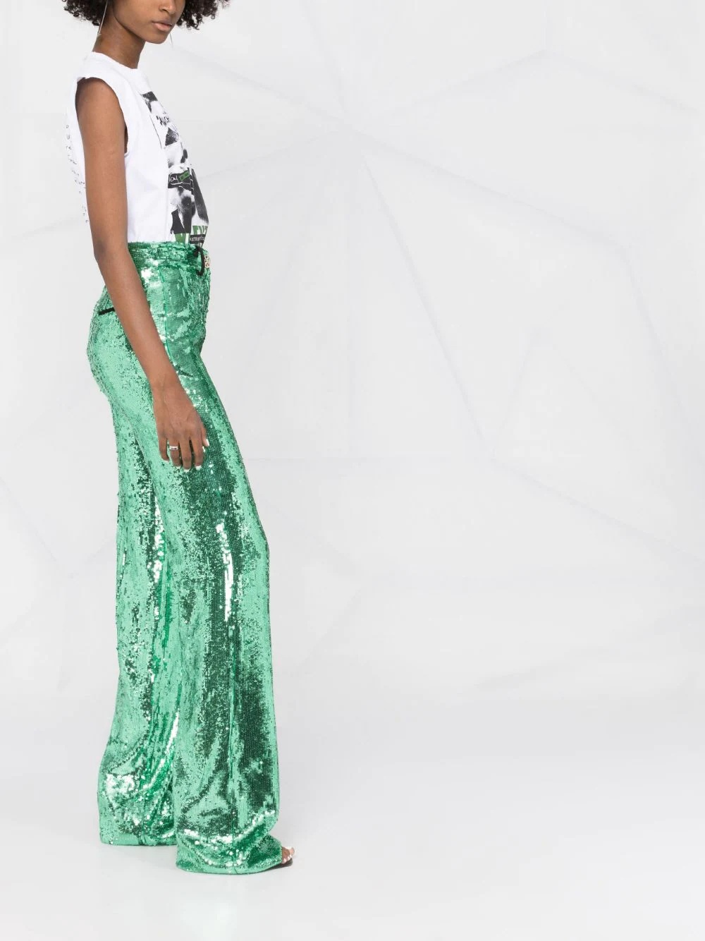 sequin-embellished wide-leg trousers - 6